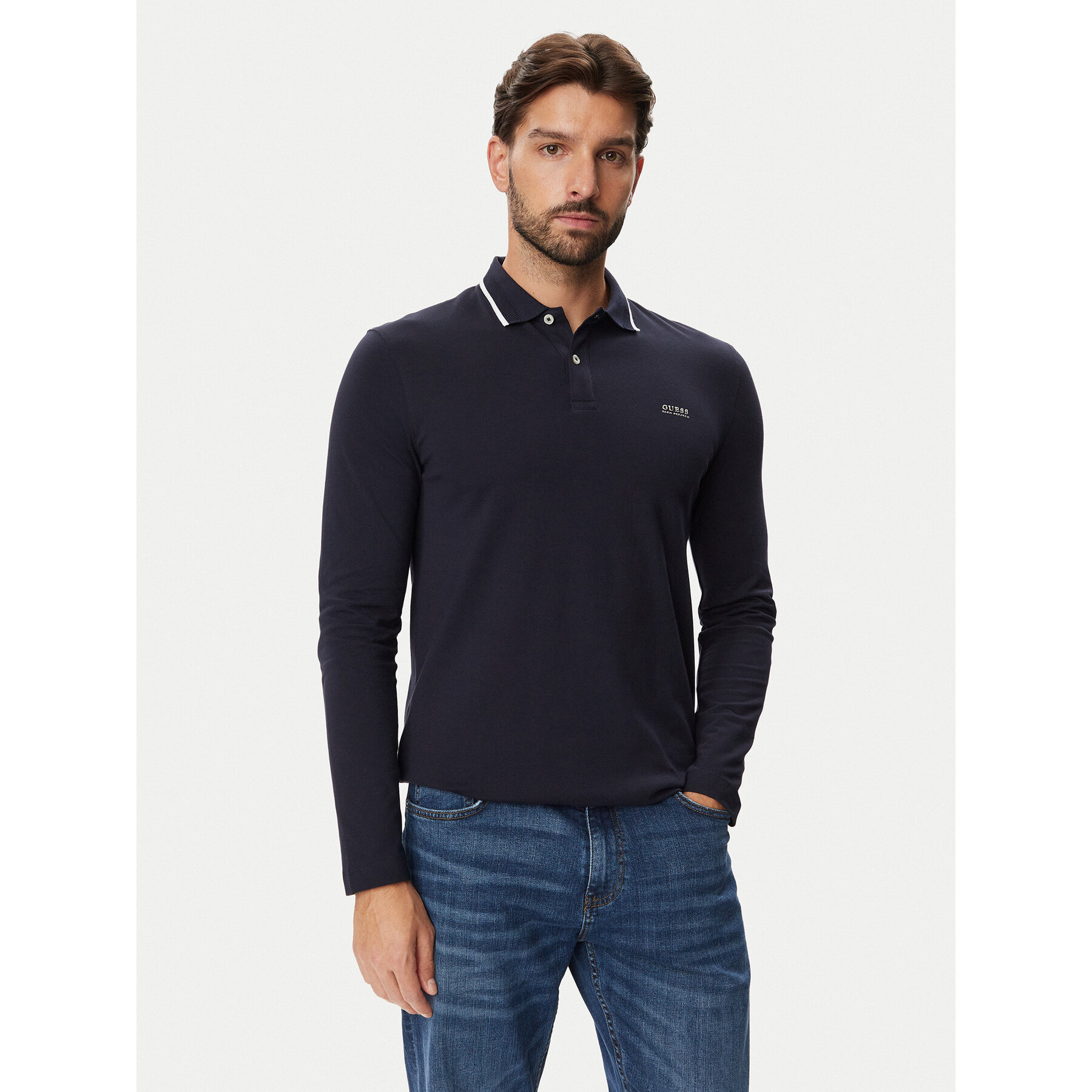 Guess Poloshirt M6BP07 K6195 Dunkelblau Regular Fit