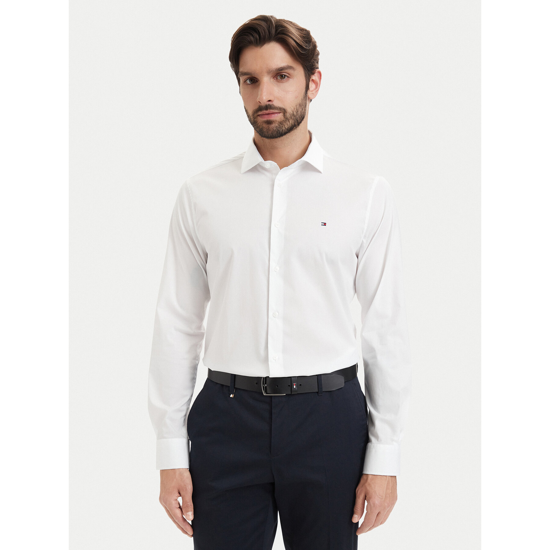 Tommy Hilfiger Hemd Cl Solid MW0MW43749 Weiß Slim Fit