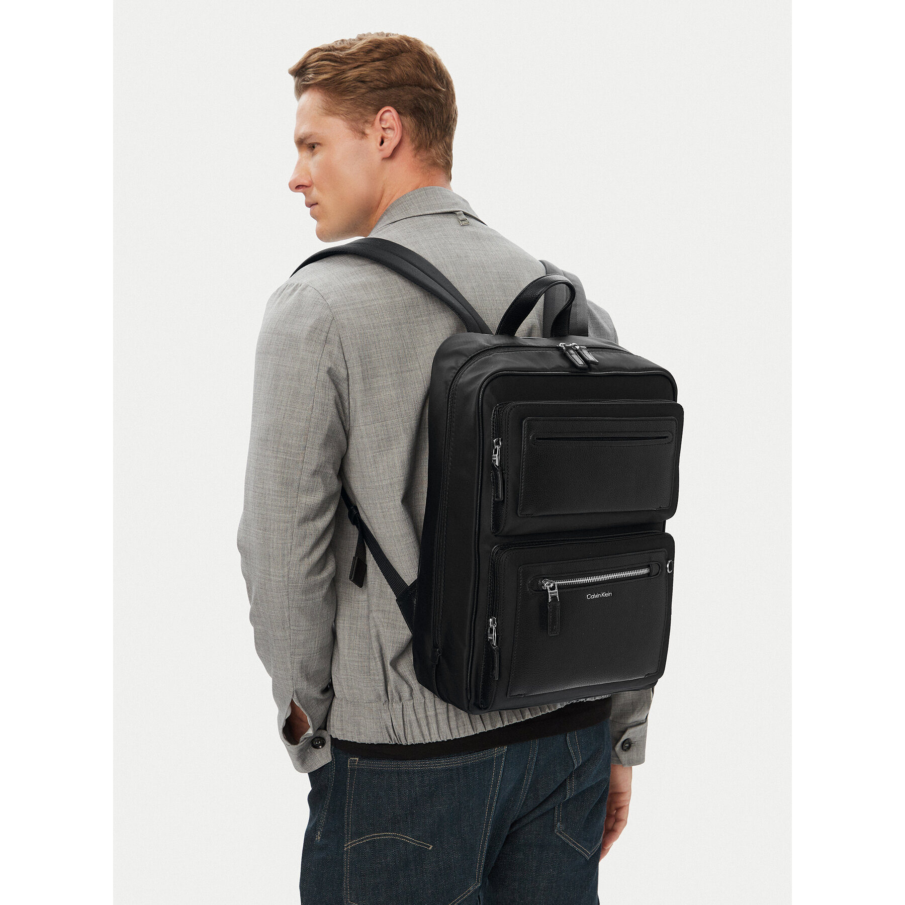Ruksak Calvin Klein Ssnl Raised Logo Double Pocket B LV04D3498G Crna