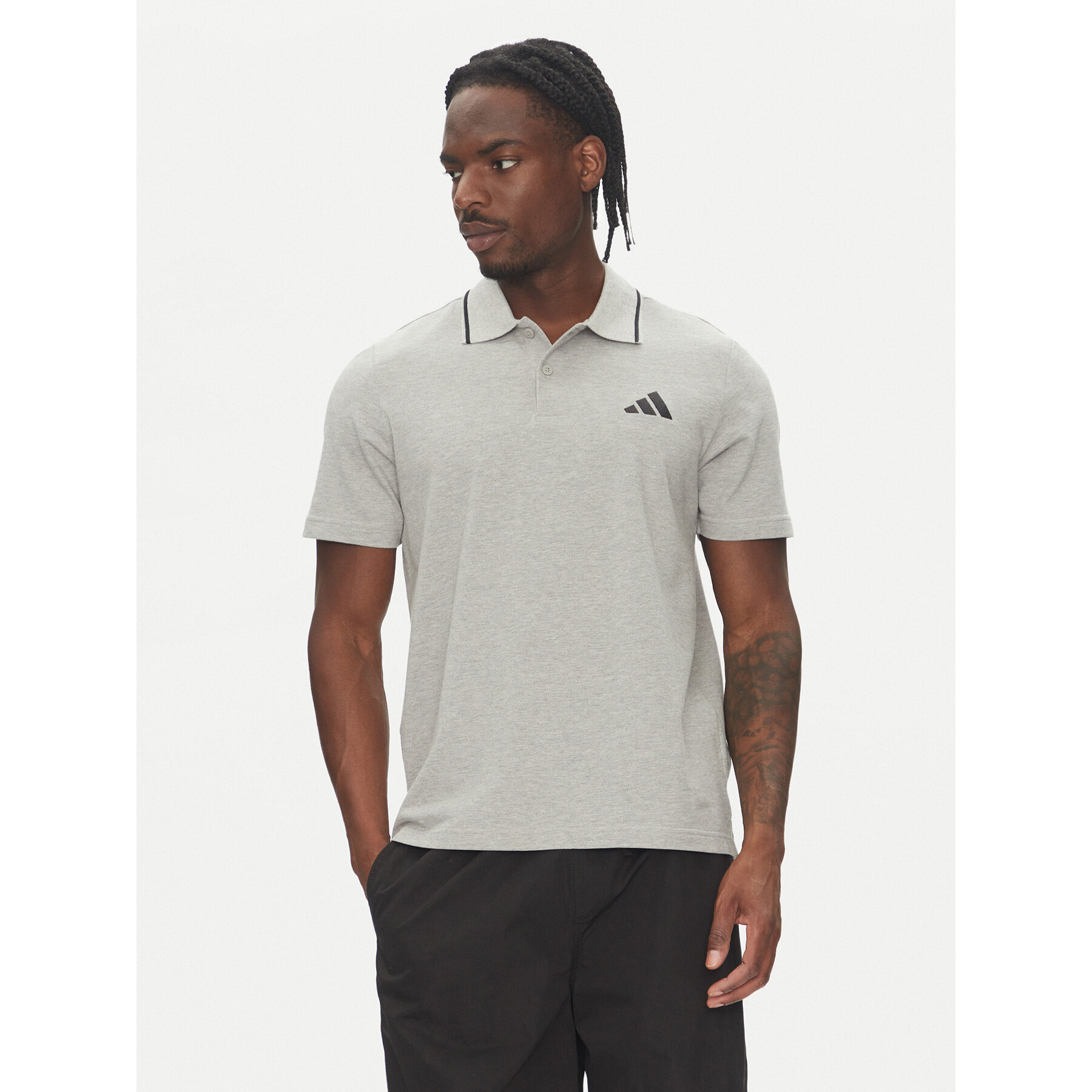 adidas Polo Essentials Small Logo JE9022 Γκρι Regular Fit
