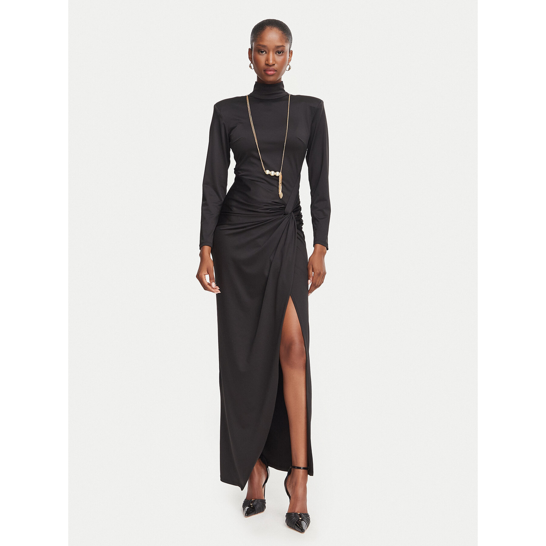 Rinascimento Abendkleid CFC0020494002 Schwarz Slim Fit