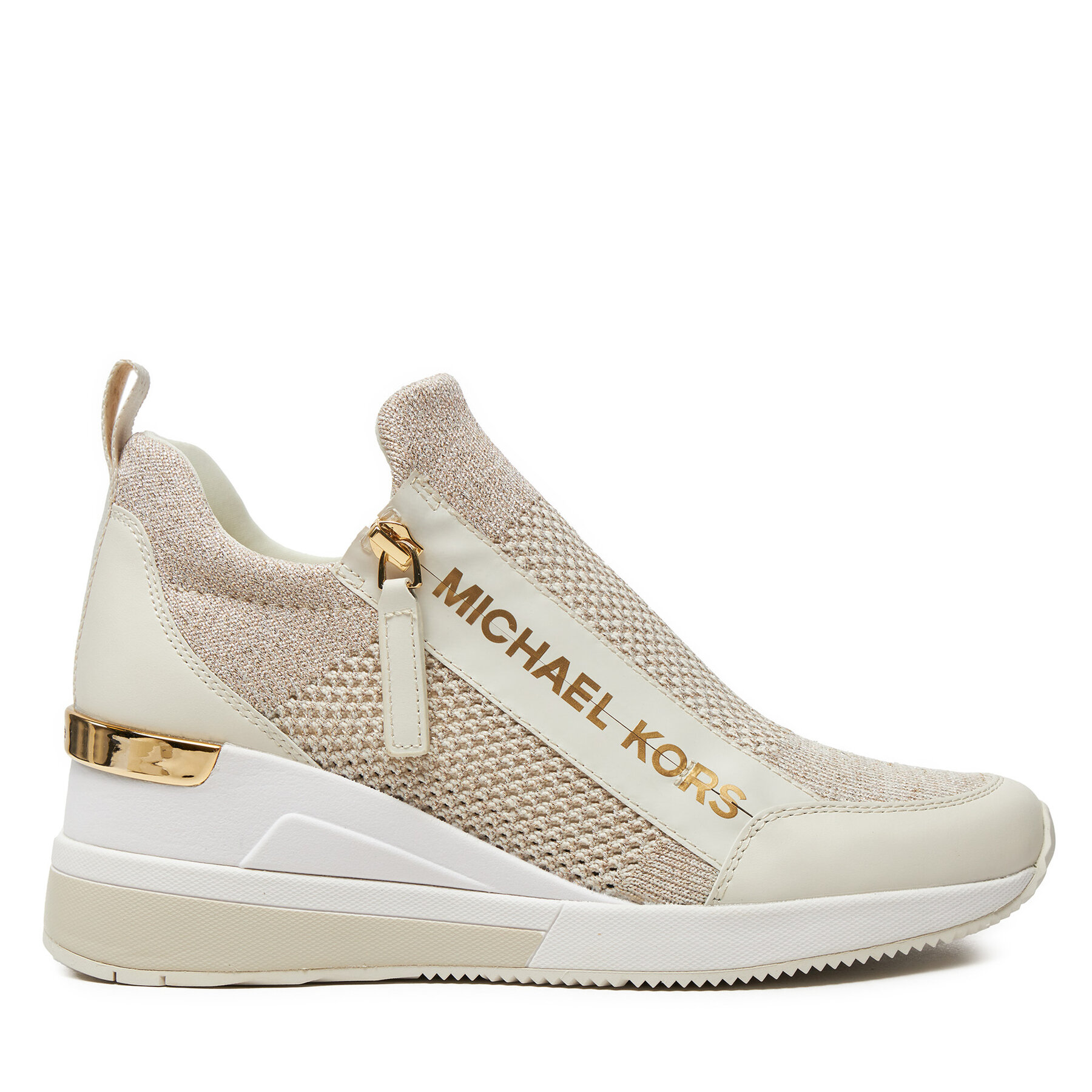 Sneakersy MICHAEL Michael Kors Wills Metallic Stretch Knit Trainer 43S3WIFS4D Béžová