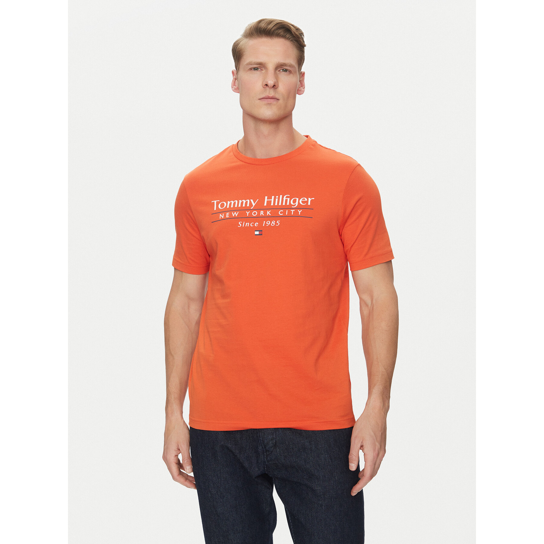 Tommy Hilfiger Póló Center Stack MW0MW38621 Narancssárga Regular Fit