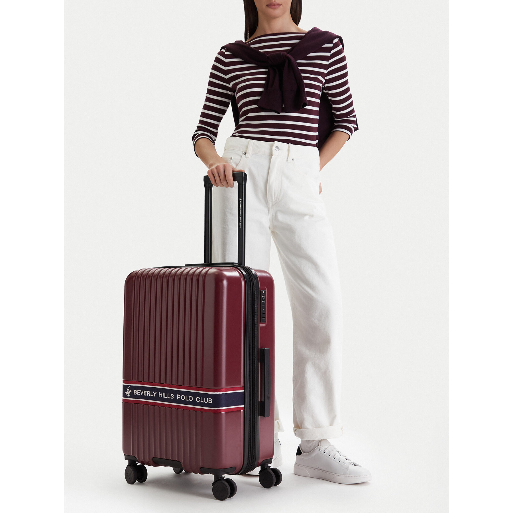 Valiză medie Beverly Hills Polo Club CEO-BHPC-M-007-08-BURGUNDY Vișiniu