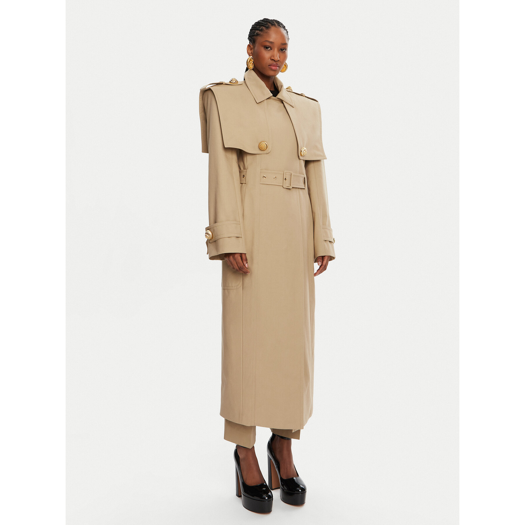 Balmain Tenchcoat DF0TL155CF48 Beige Regular Fit