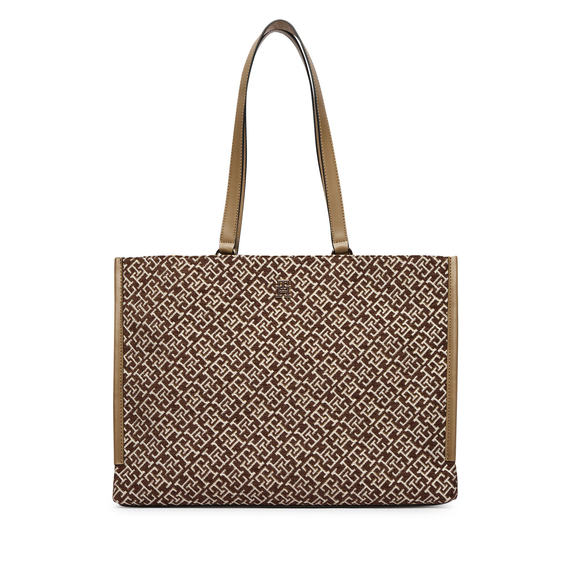 Дамска чанта Tommy Hilfiger Th Jacquard Tote AW0AW19009 Кафяв