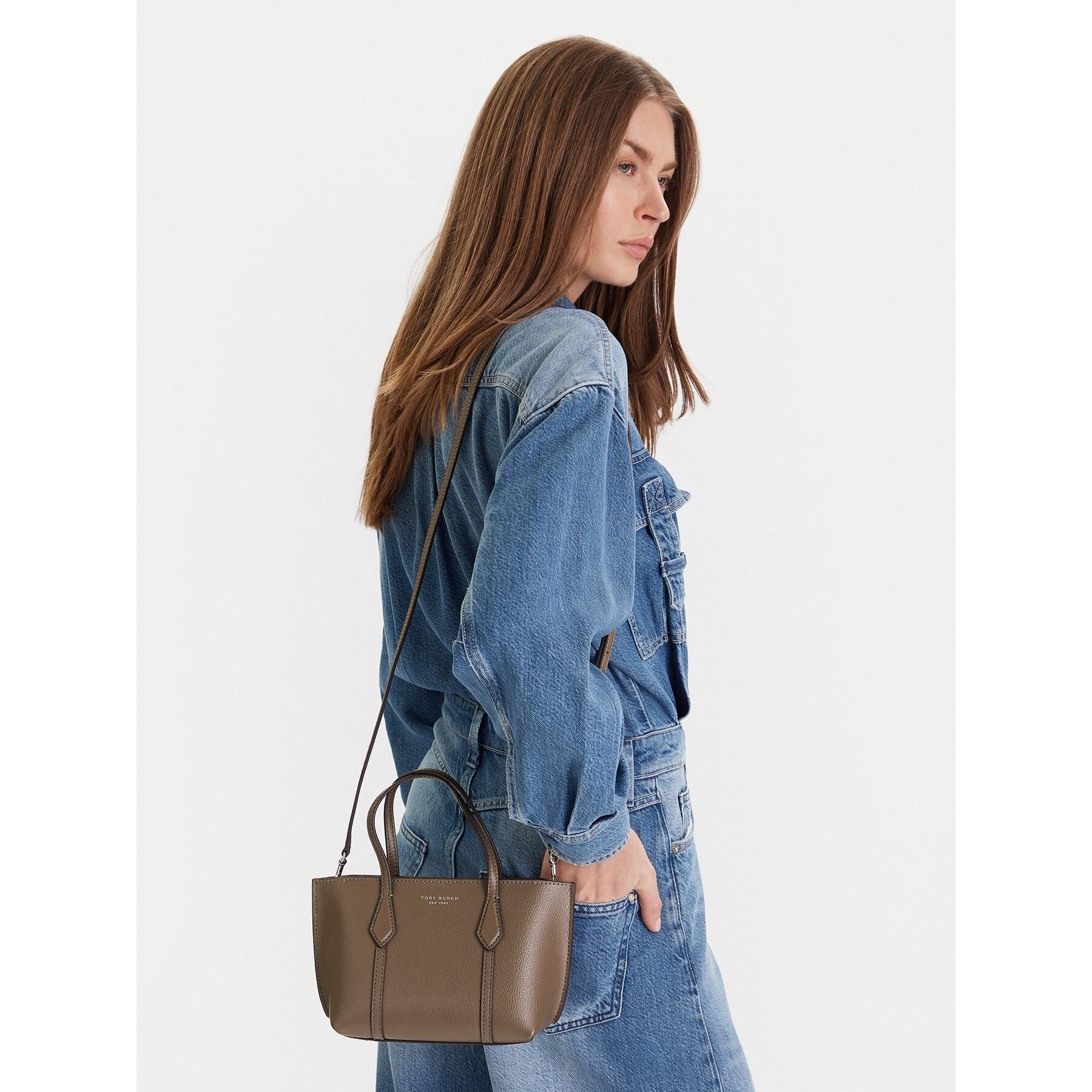 Borsetta Tory Burch Perry Mini Tote 175548 Marrone