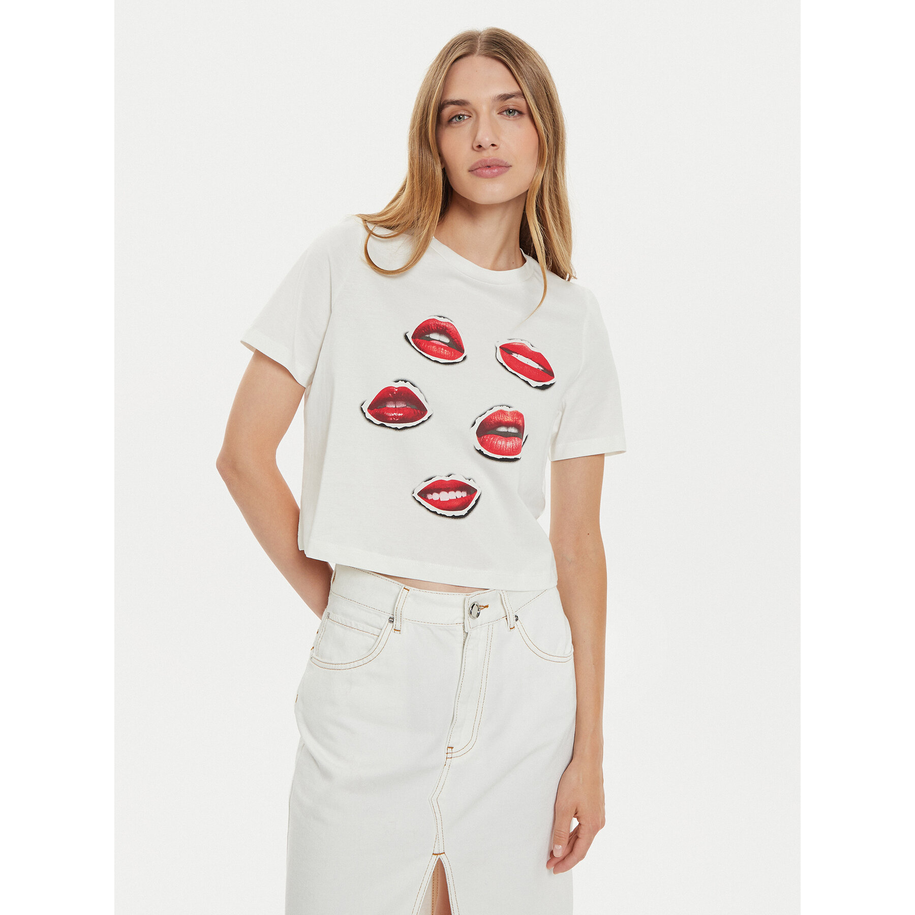 Vero Moda T-shirt Elena 10326789 Bianco Boxy Fit