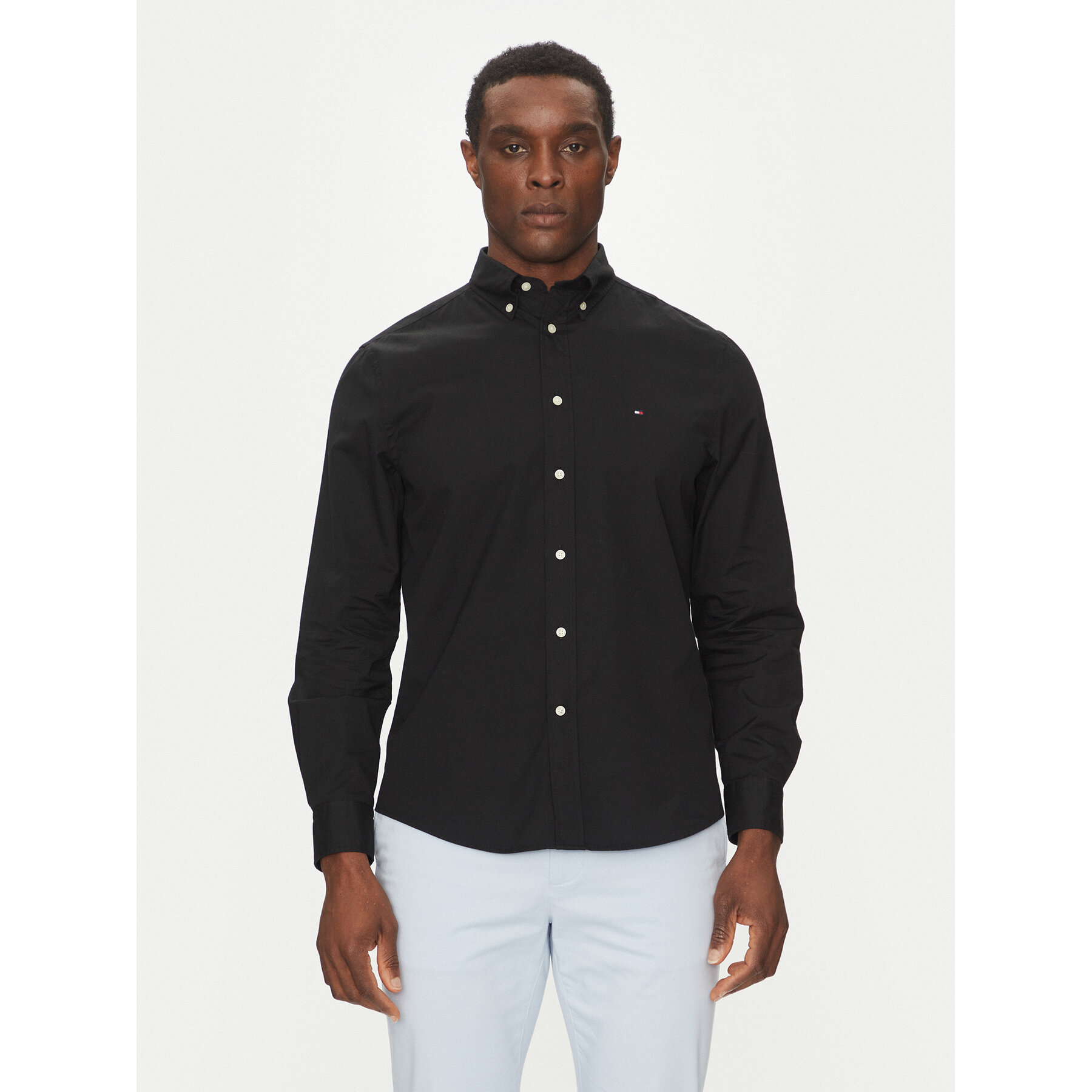 Tommy Hilfiger Hemd Core Flex MW0MW39988 Schwarz Regular Fit