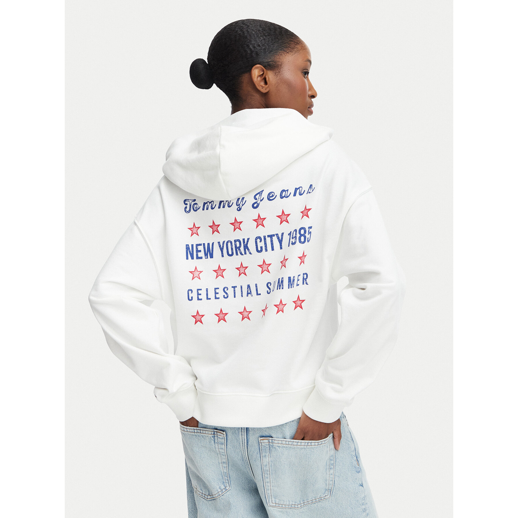 Tommy Jeans Sweatshirt Star Novelty DW0DW23484 Weiß Boxy Fit