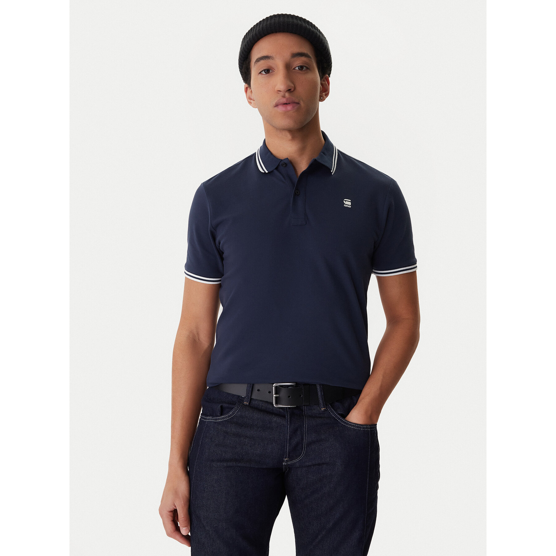 G-Star Raw Polo majica Dunda D17127-5864 Mornarsko modra Regular Fit