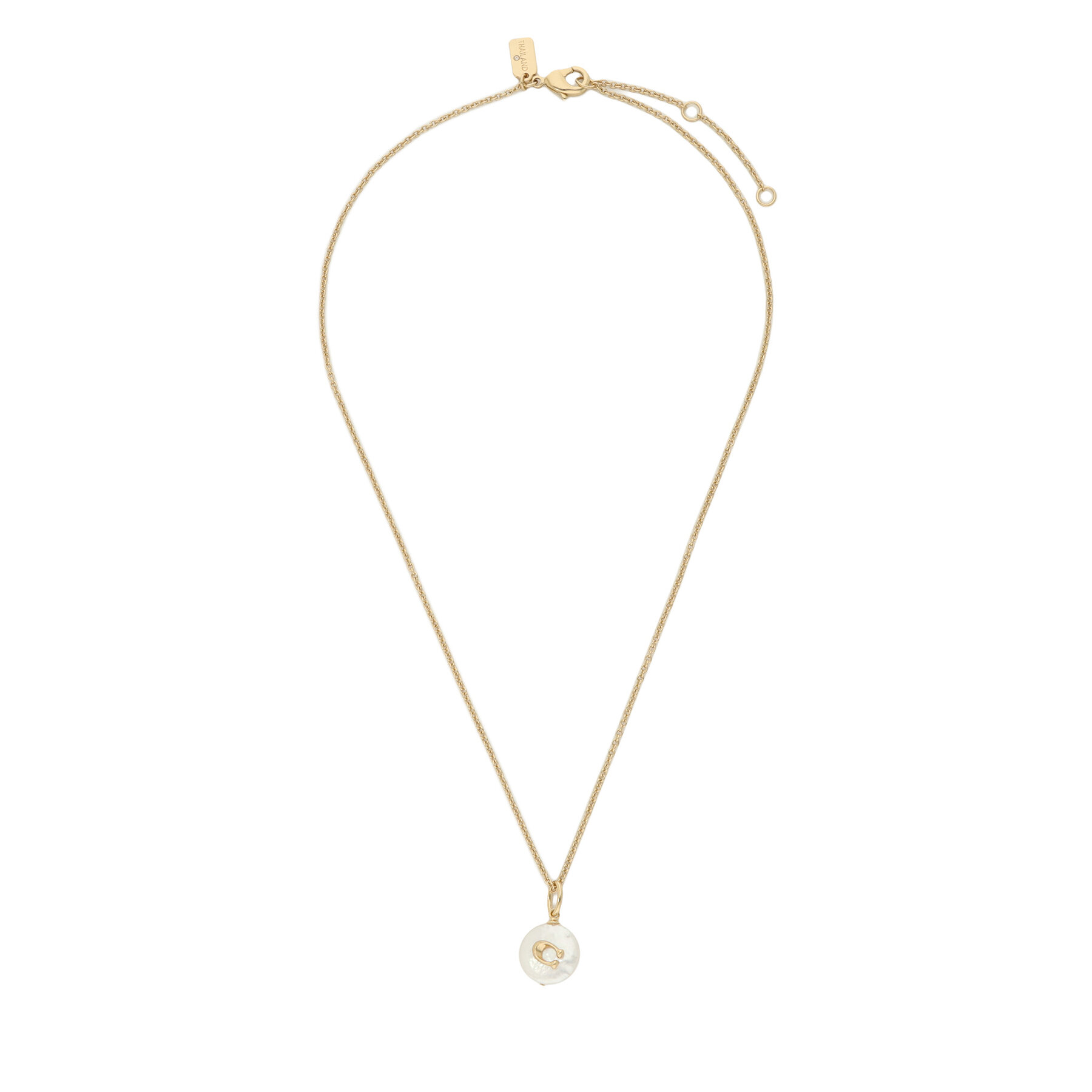 Colier Coach Signature Coin Pearl Pendant Necklace 37440611GLD107 Auriu
