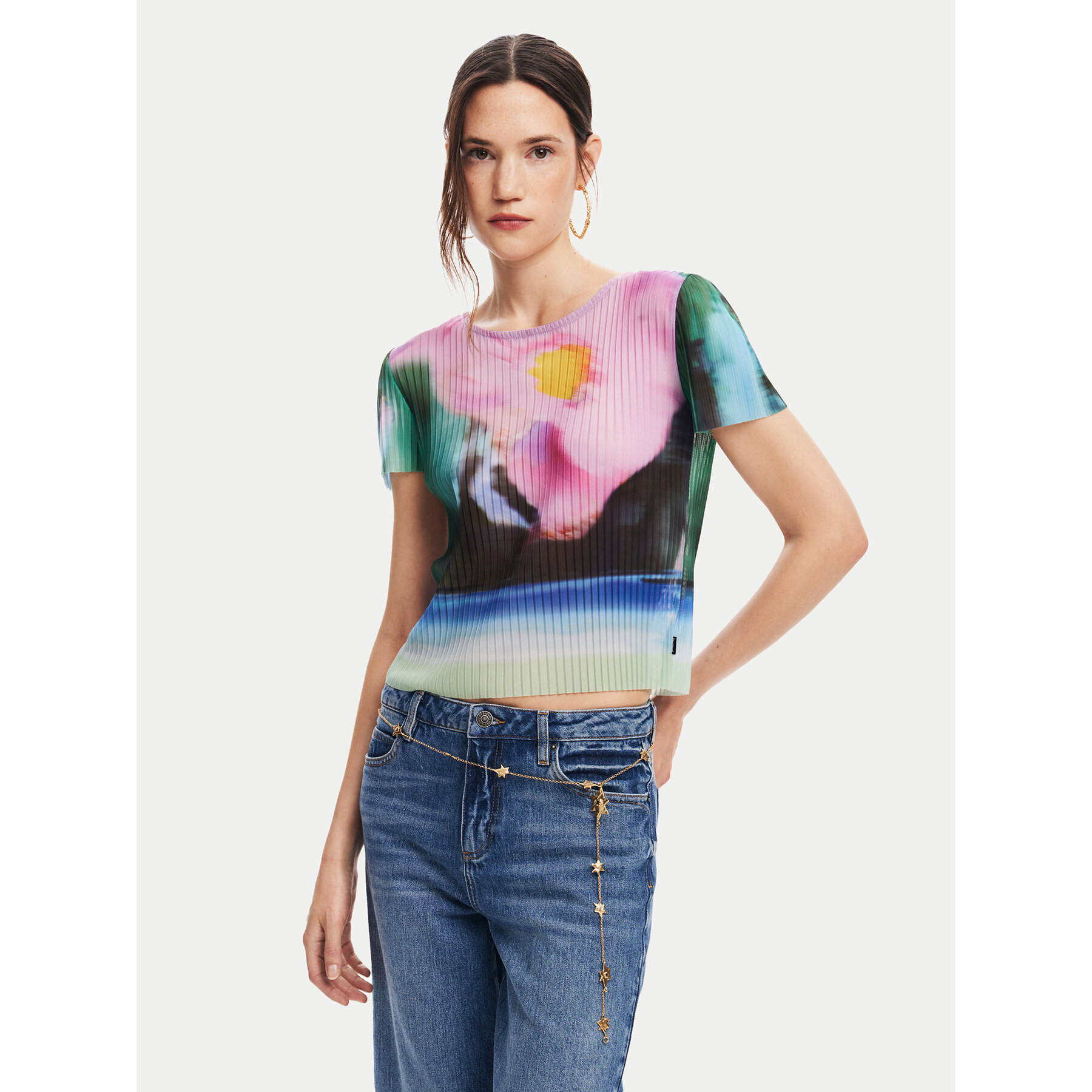 Desigual T-shirt Plisa 24WWTK95 Multicolore Slim Fit
