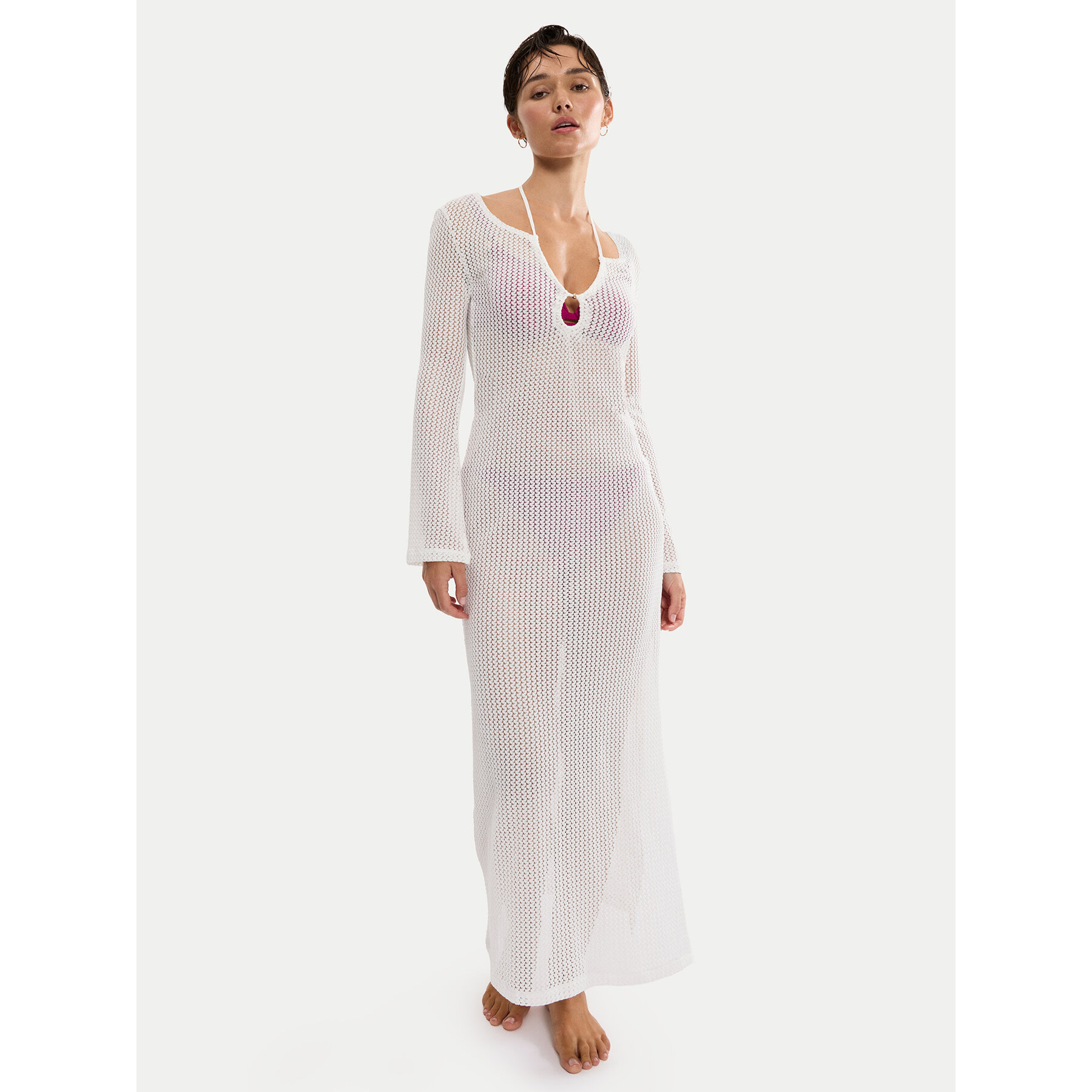 Triumph Strandkleid Beach MyWear Crochet 10226469 Weiß Relaxed Fit