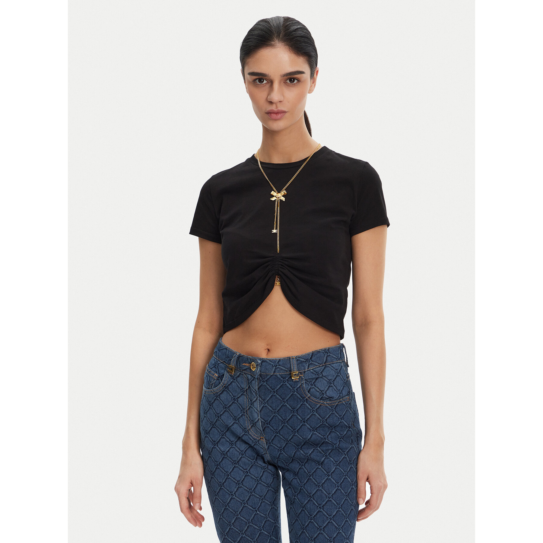Elisabetta Franchi Póló MA-006-51E2 Fekete Regular Fit
