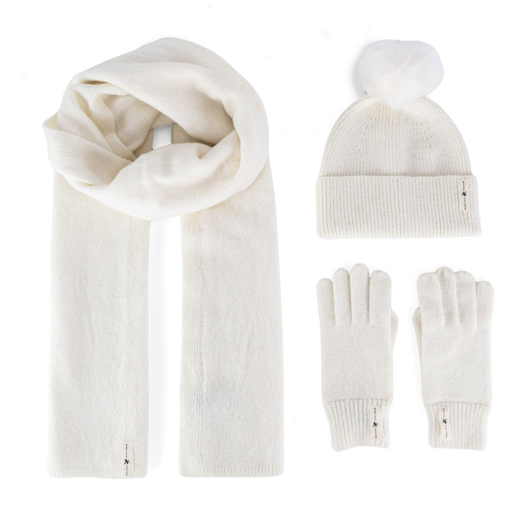 Sada čiapka, šál a rukavice Beverly Hills Polo Club BHPC-WC-002-AW24 Biela