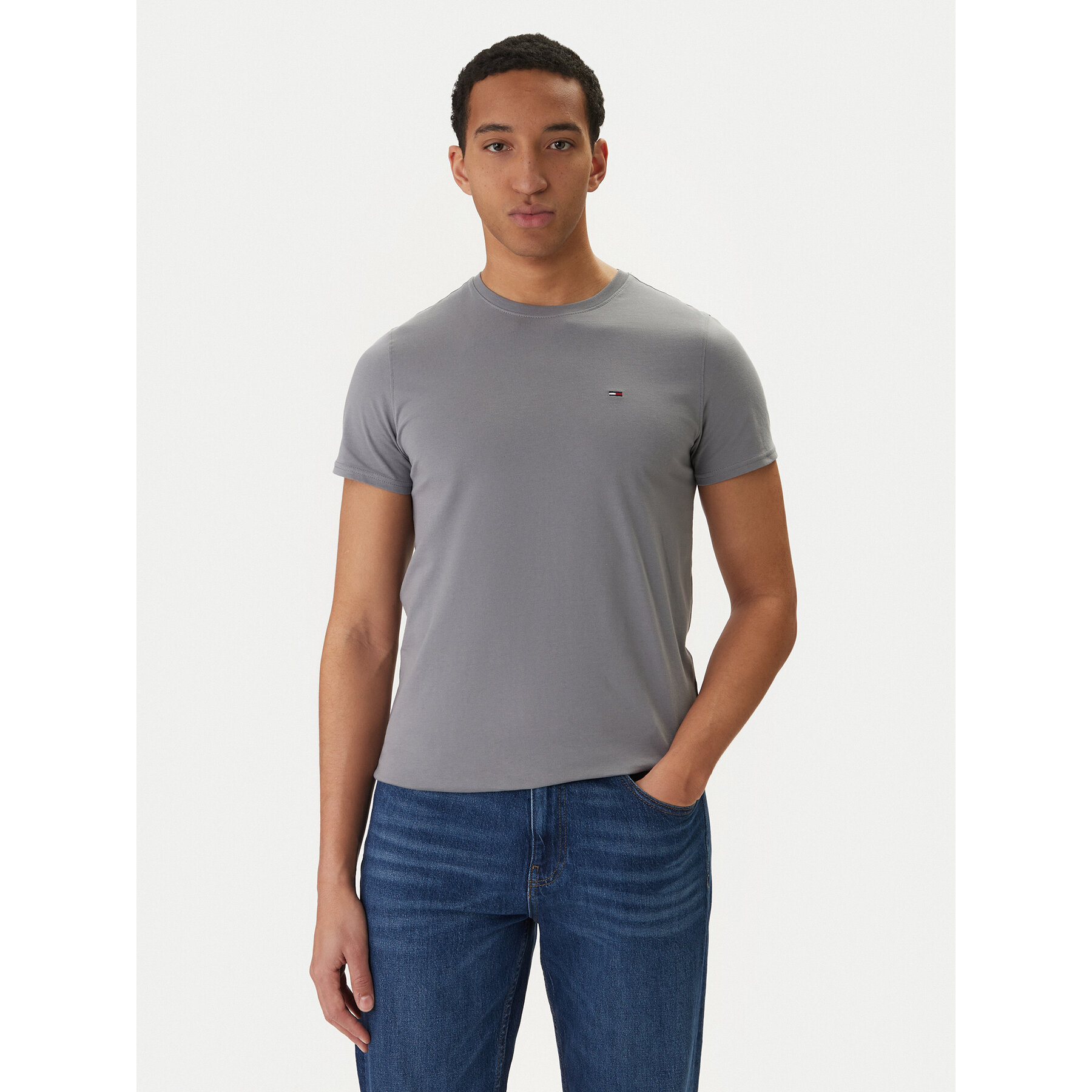 Tommy Jeans T-Shirt DM0DM04411 Grau Slim Fit