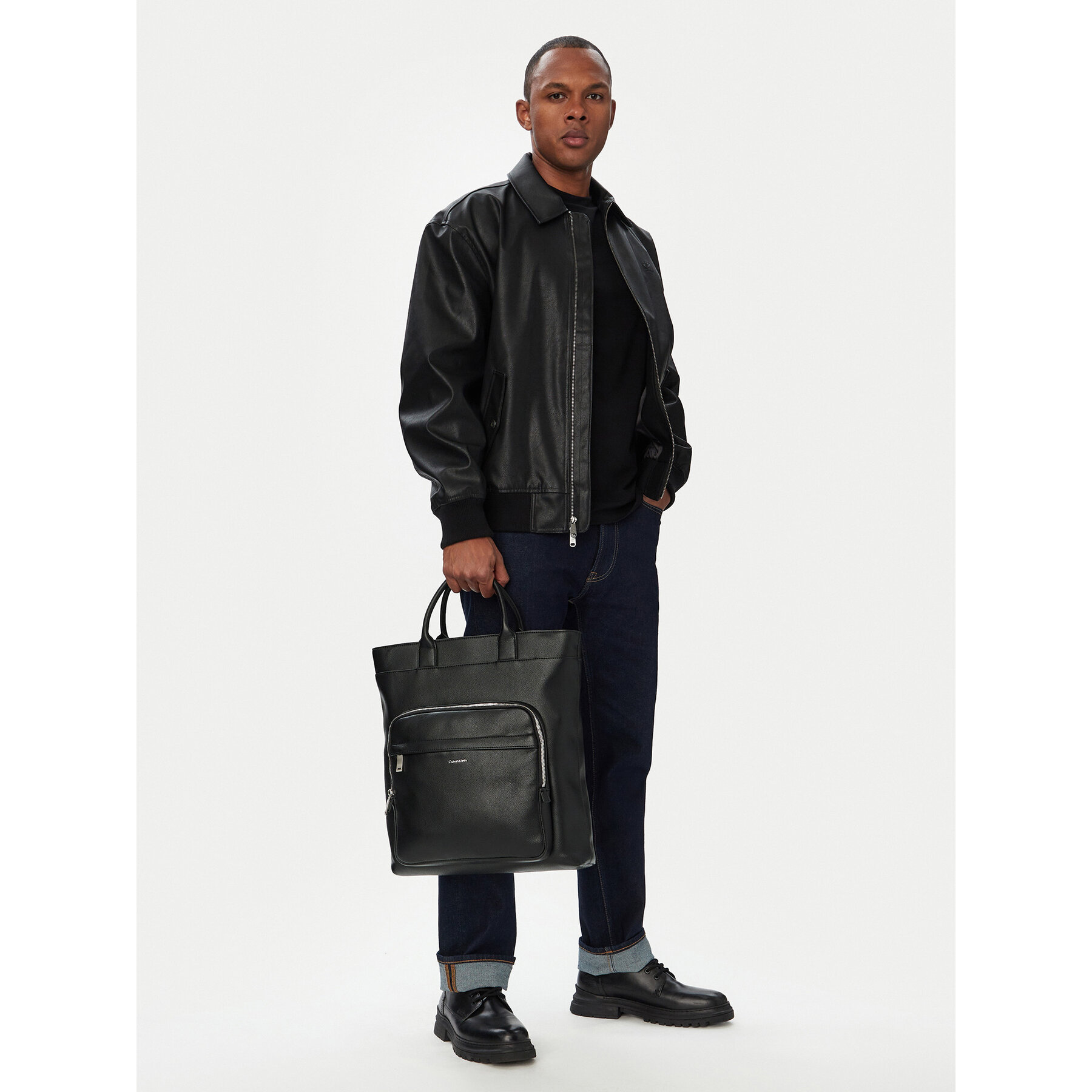 Ročna torba Calvin Klein Raised Tote LV04D3494G Črna