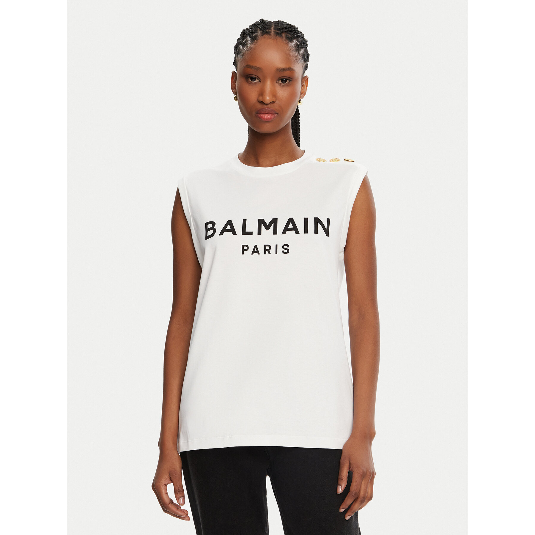 Balmain Top CF1ED001BB02 Bijela Relaxed Fit