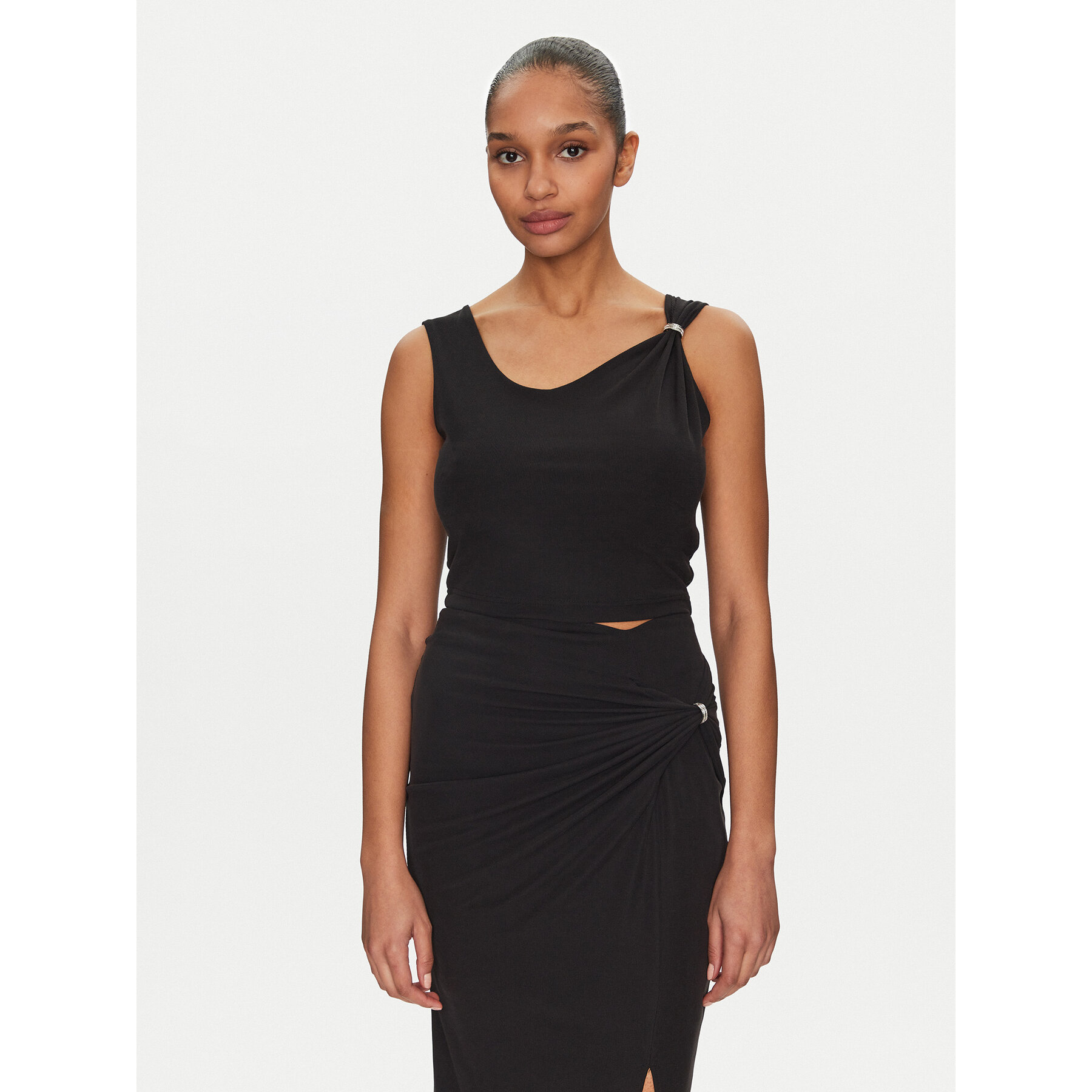 Guess Τοπ W5GP22 KAQL2 Μαύρο Regular Fit