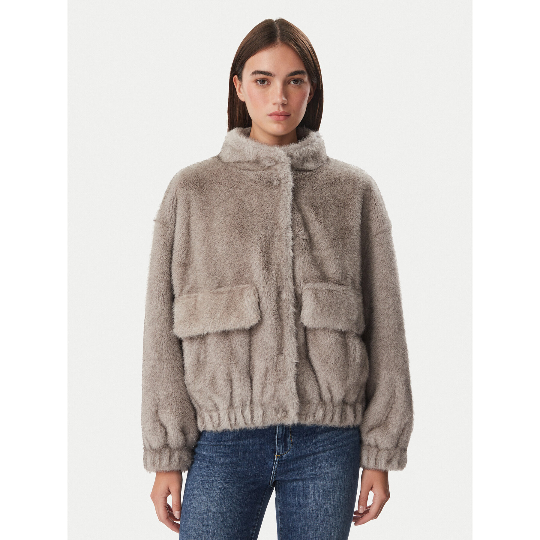 Liu Jo Pelzmantel WF6215 E1133 Grau Regular Fit