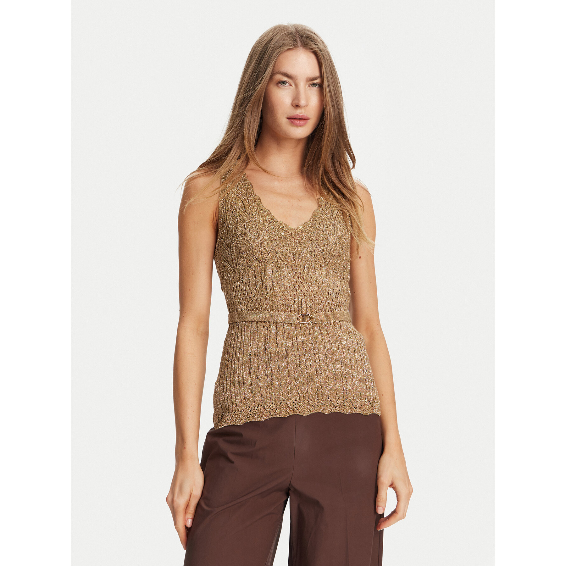 TWINSET Τοπ 251TT3195 Μπεζ Slim Fit