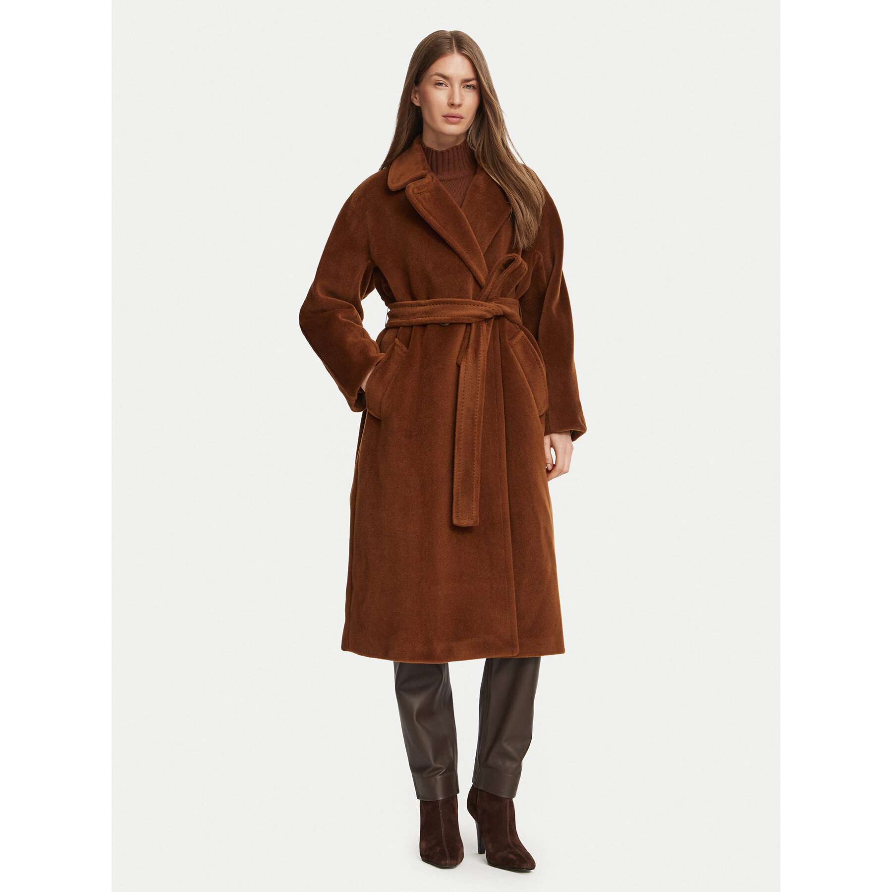 Marella Wollmantel 2623016082200 Dunkelbraun Regular Fit
