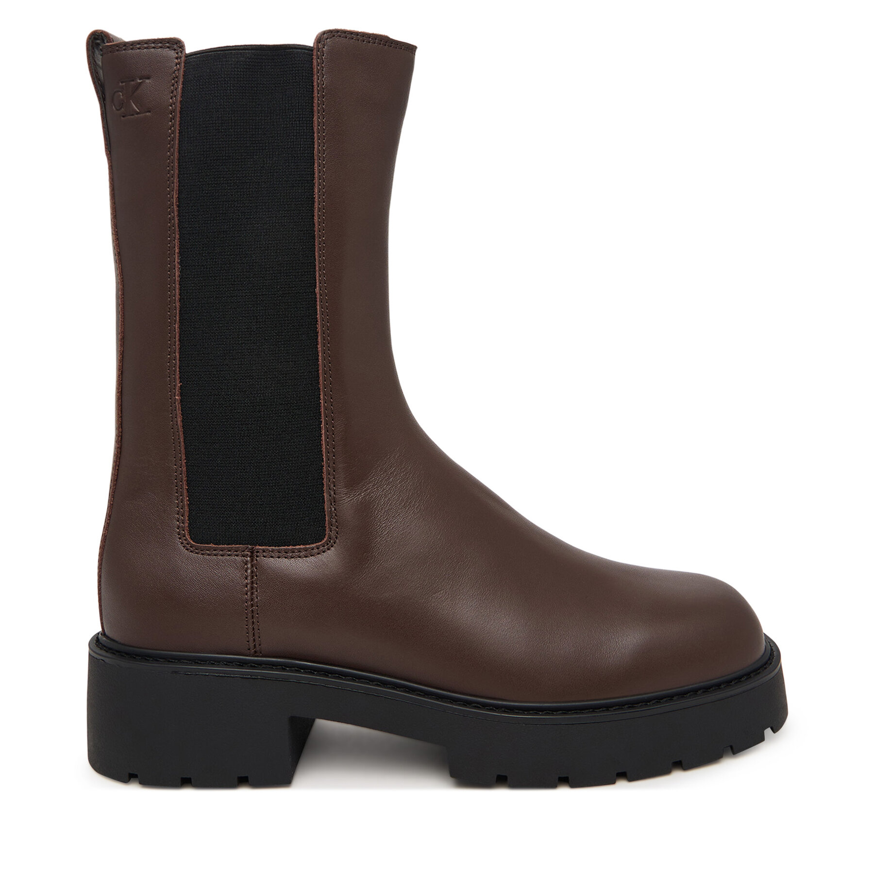 Chelsea cipele Calvin Klein Chunky Mid Chelsea Boot Lth YW0YW01909 Tamno smeđa