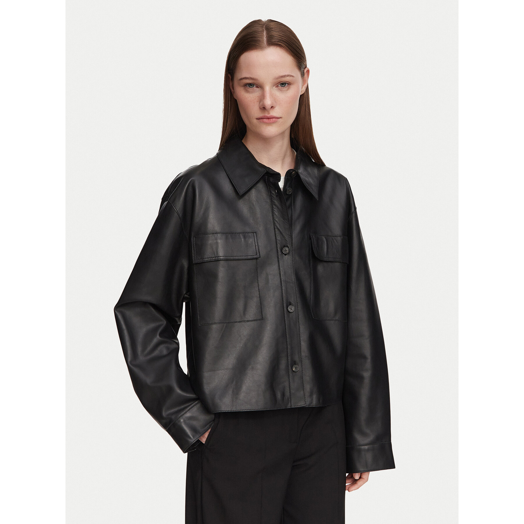 Weekend Max Mara Lederjacke Piovra 2625446021 Schwarz Regular Fit