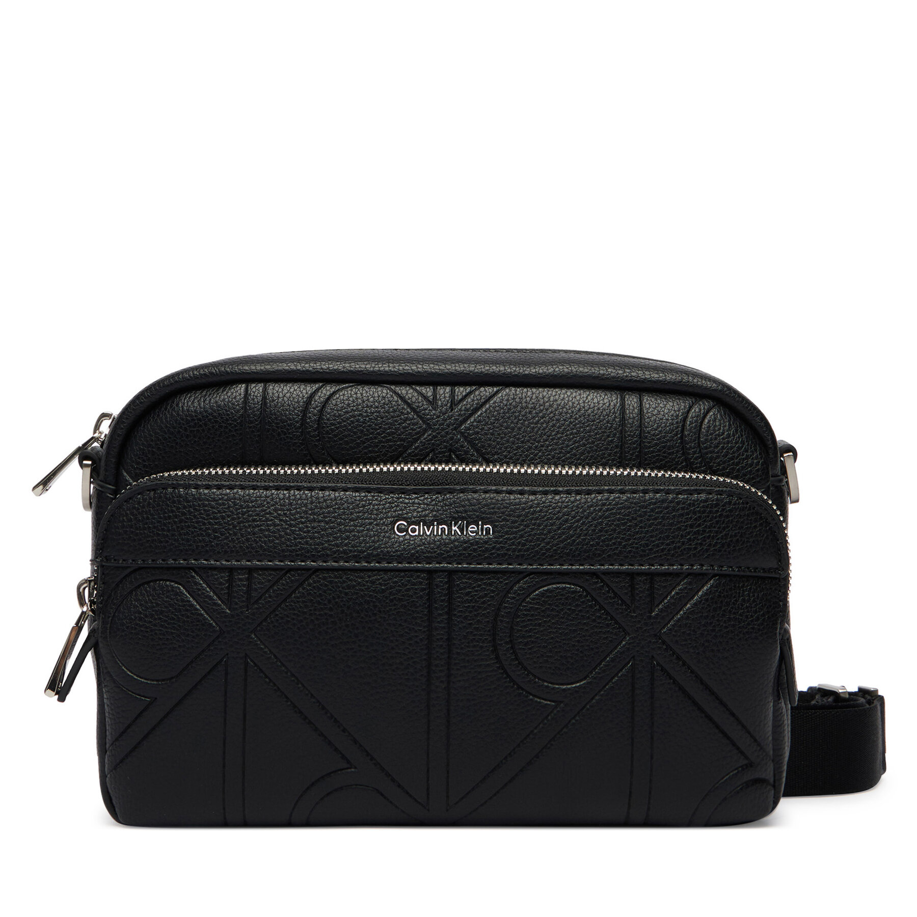 Geantă crossover Calvin Klein Emblem Aop Emboss Camera Bag LV04D3330G Negru