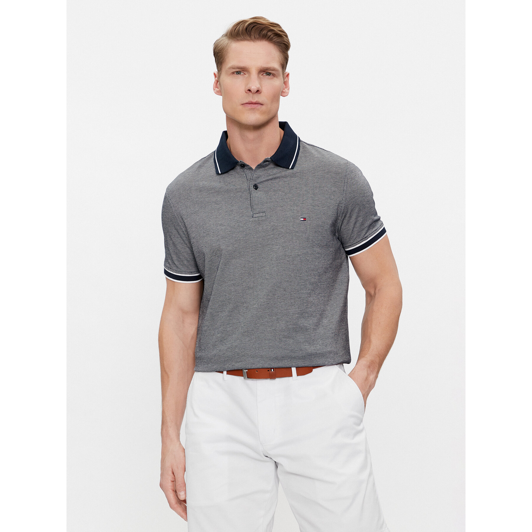 Tommy Hilfiger Pólóing Monotype Oxford Collar Reg Polo MW0MW34778 Szürke Regular Fit