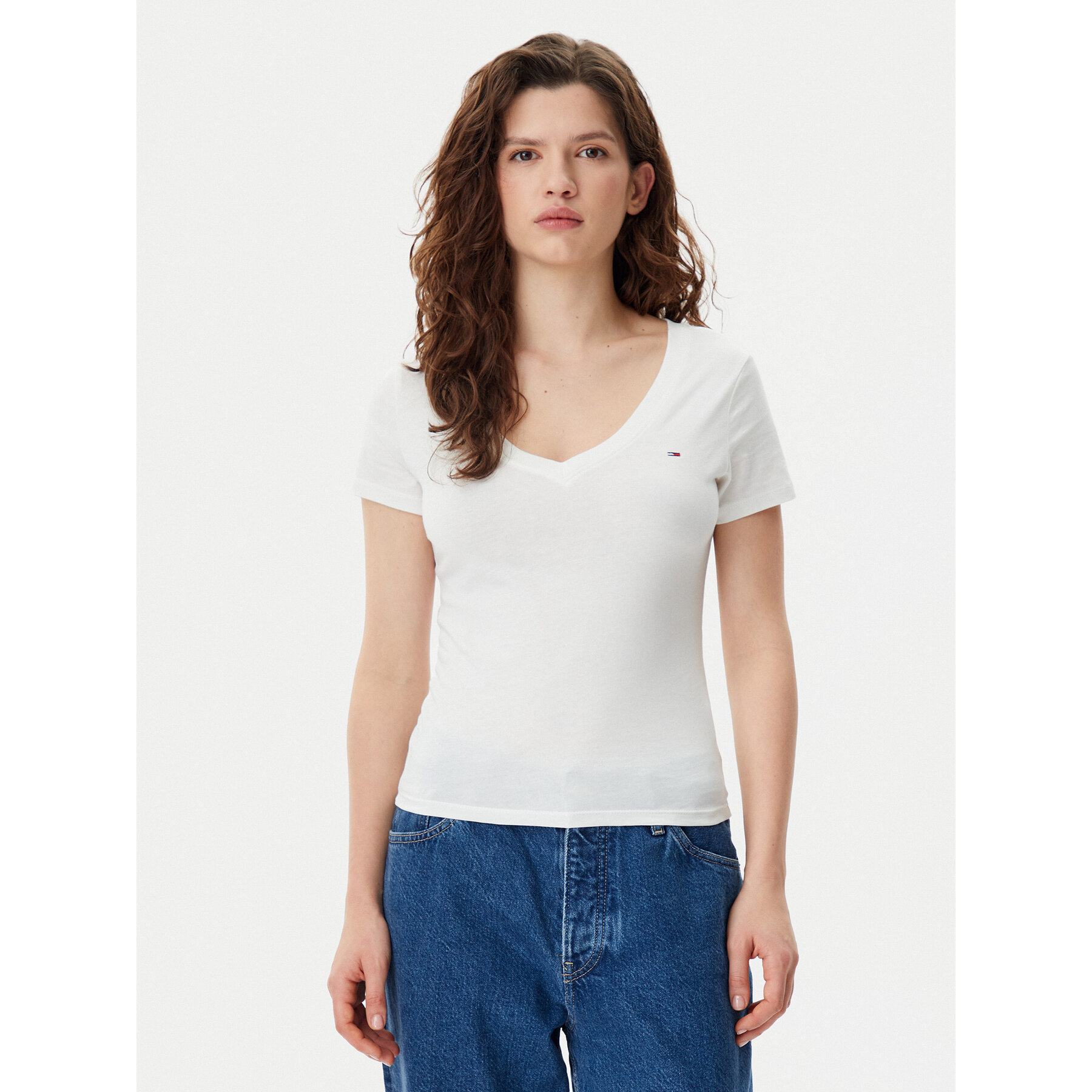 Tommy Jeans Póló DW0DW20458 Fehér Slim Fit