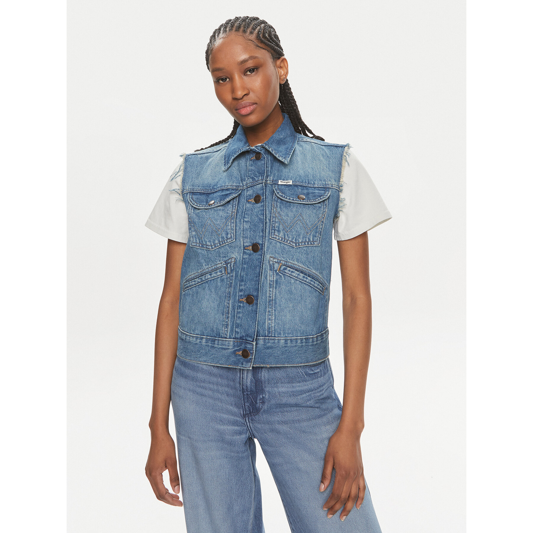 Wrangler Weste 112350356 Blau Slim Fit