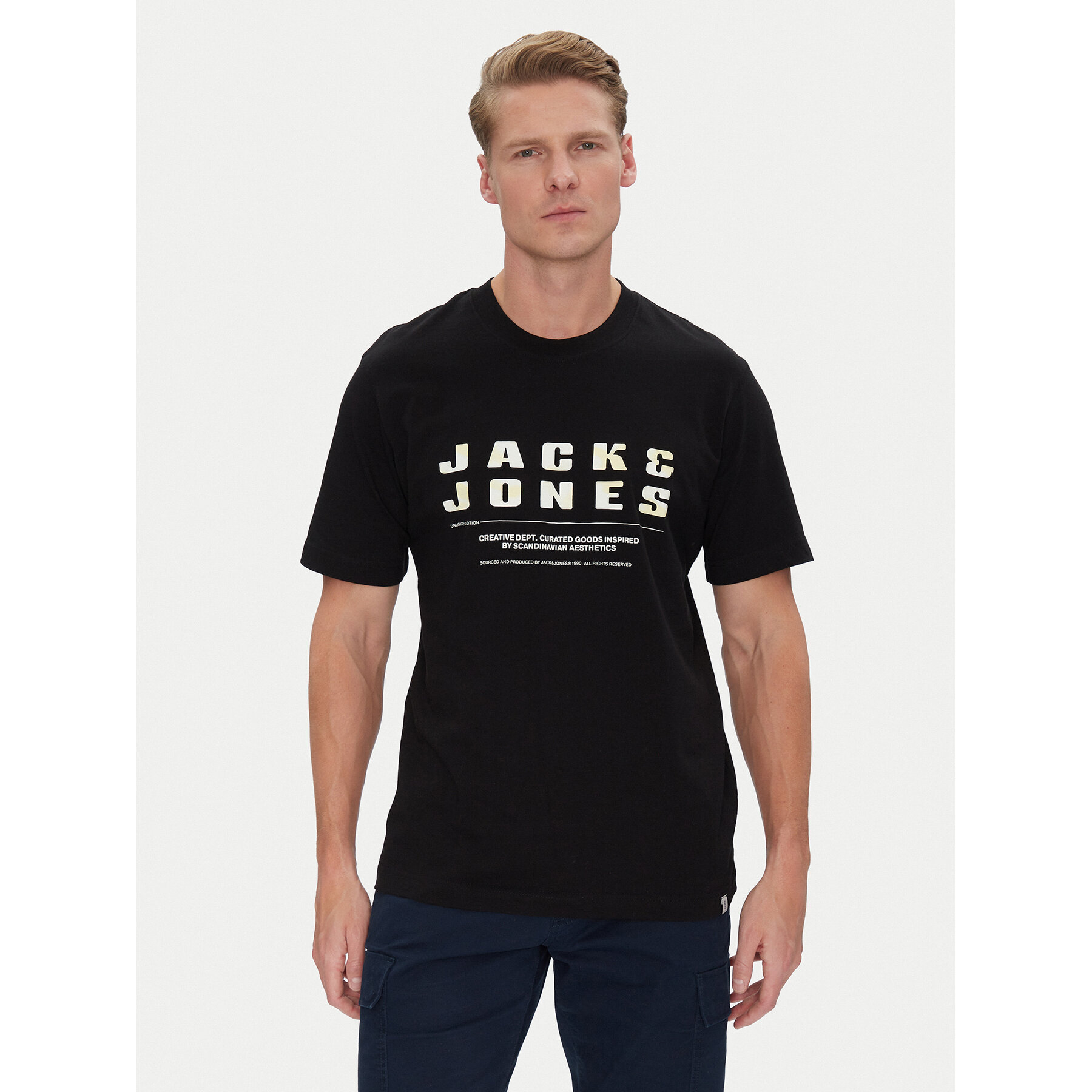 Jack & Jones Póló Recharge 12274716 Fekete Relaxed Fit