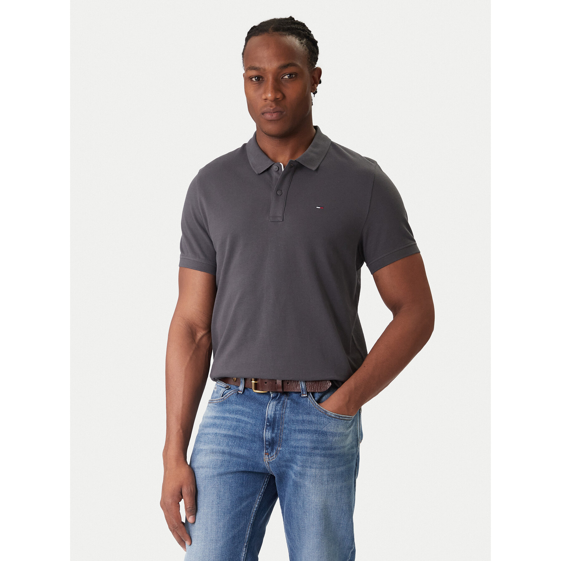 Tommy Jeans Polo DM0DM20676 Γκρι Slim Fit