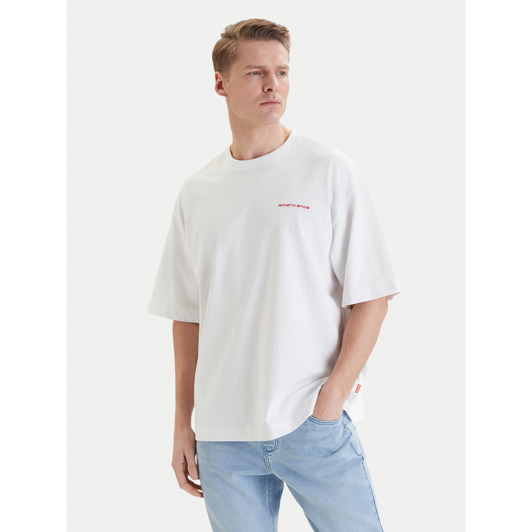 Americanos T-Shirt W126-AMMTS-1017-01X Weiß Regular Fit