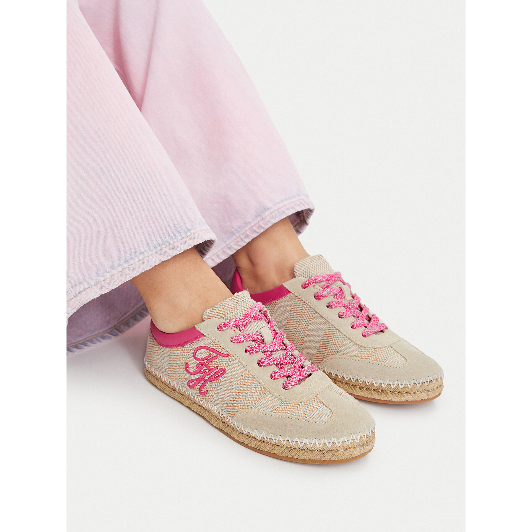 Espadrile Tommy Hilfiger Woven Logo Embroidery FW0FW09108 Bej