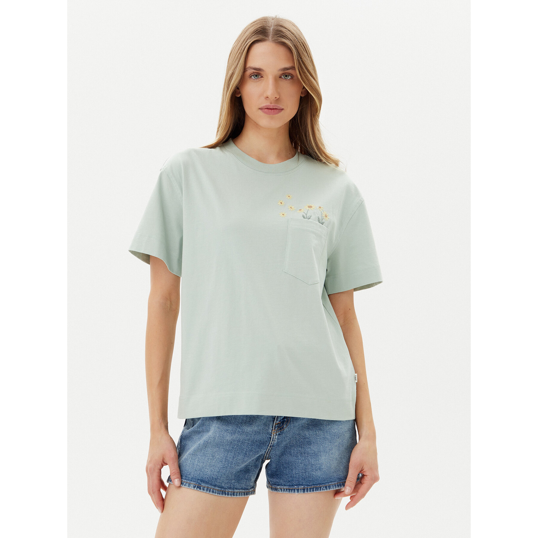 Lee Póló Embroidery Pocket 112363833 Zöld Relaxed Fit