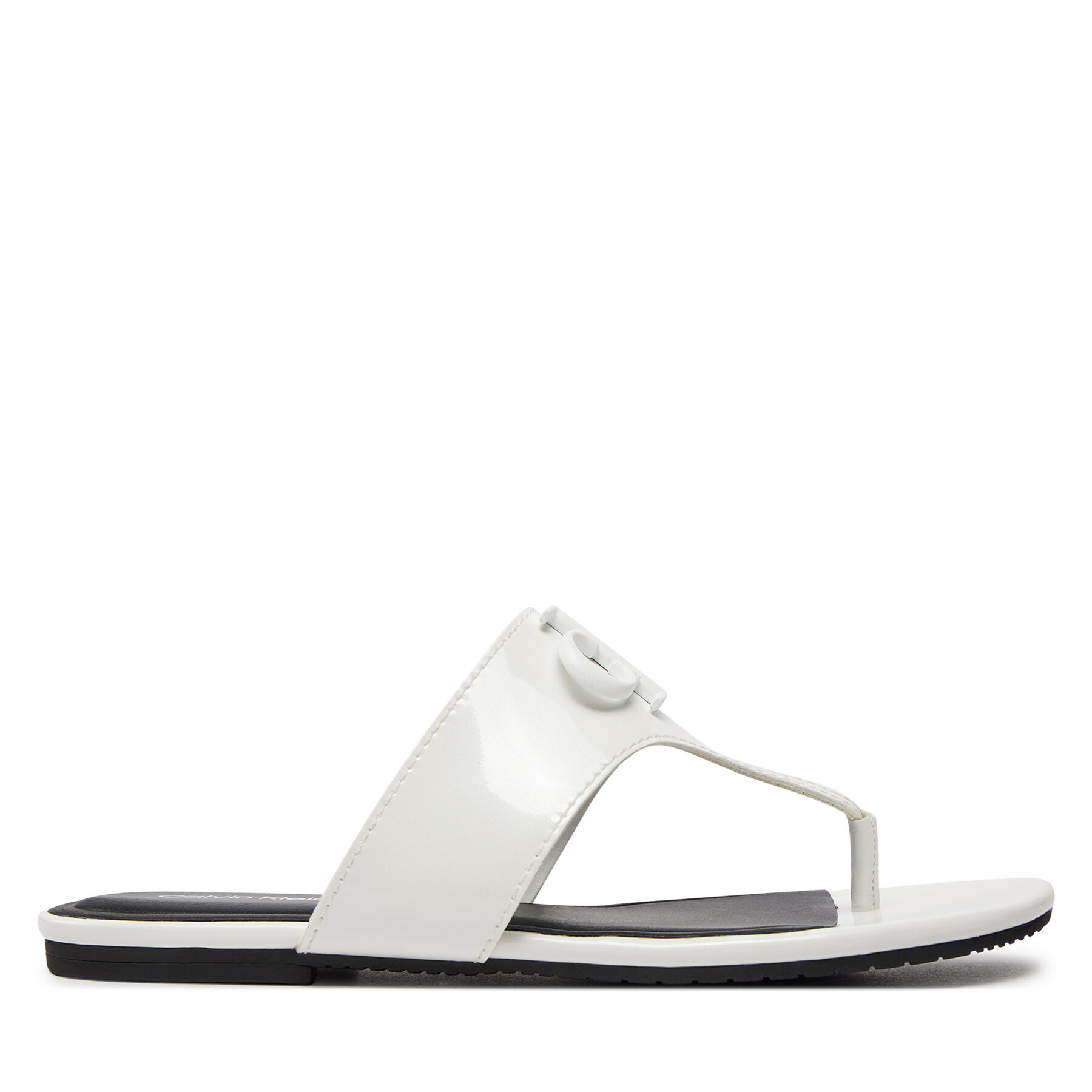 Calvin Klein Jeans Σαγιονάρες Calvin Klein Jeans Flat Sandal Slide Toepost Mg Met YW0YW01342 Λευκό