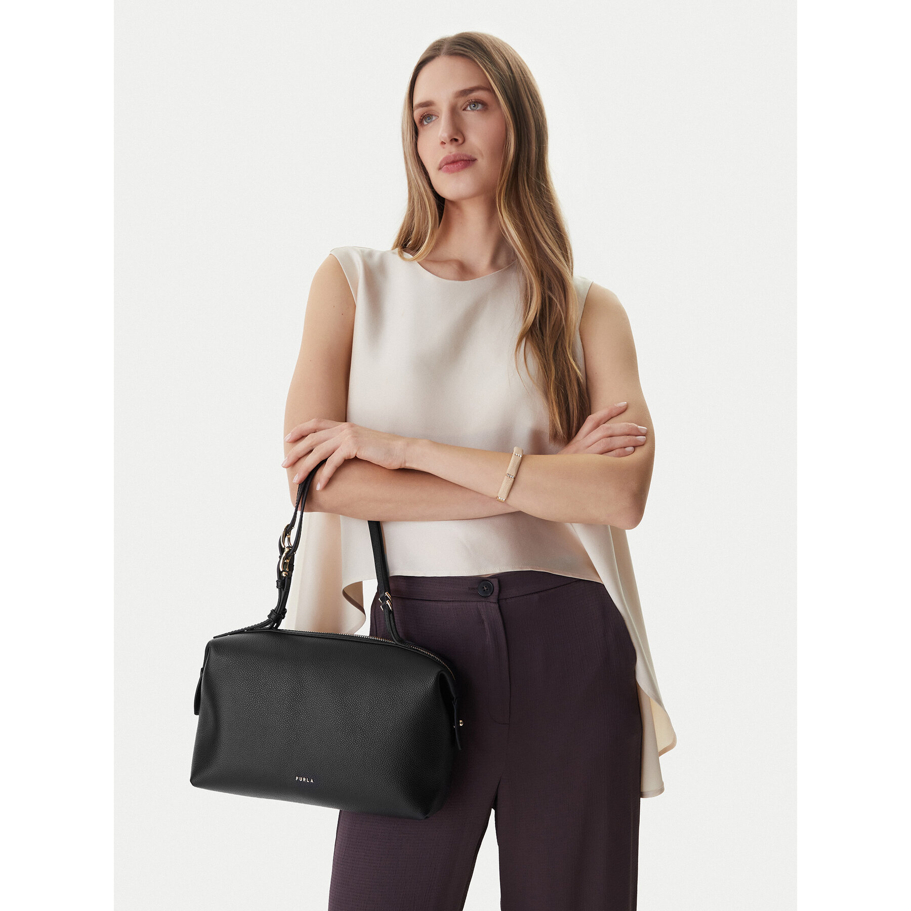 Geantă Furla Double M Boston WB01905 BX3036 KH O6000 Negru