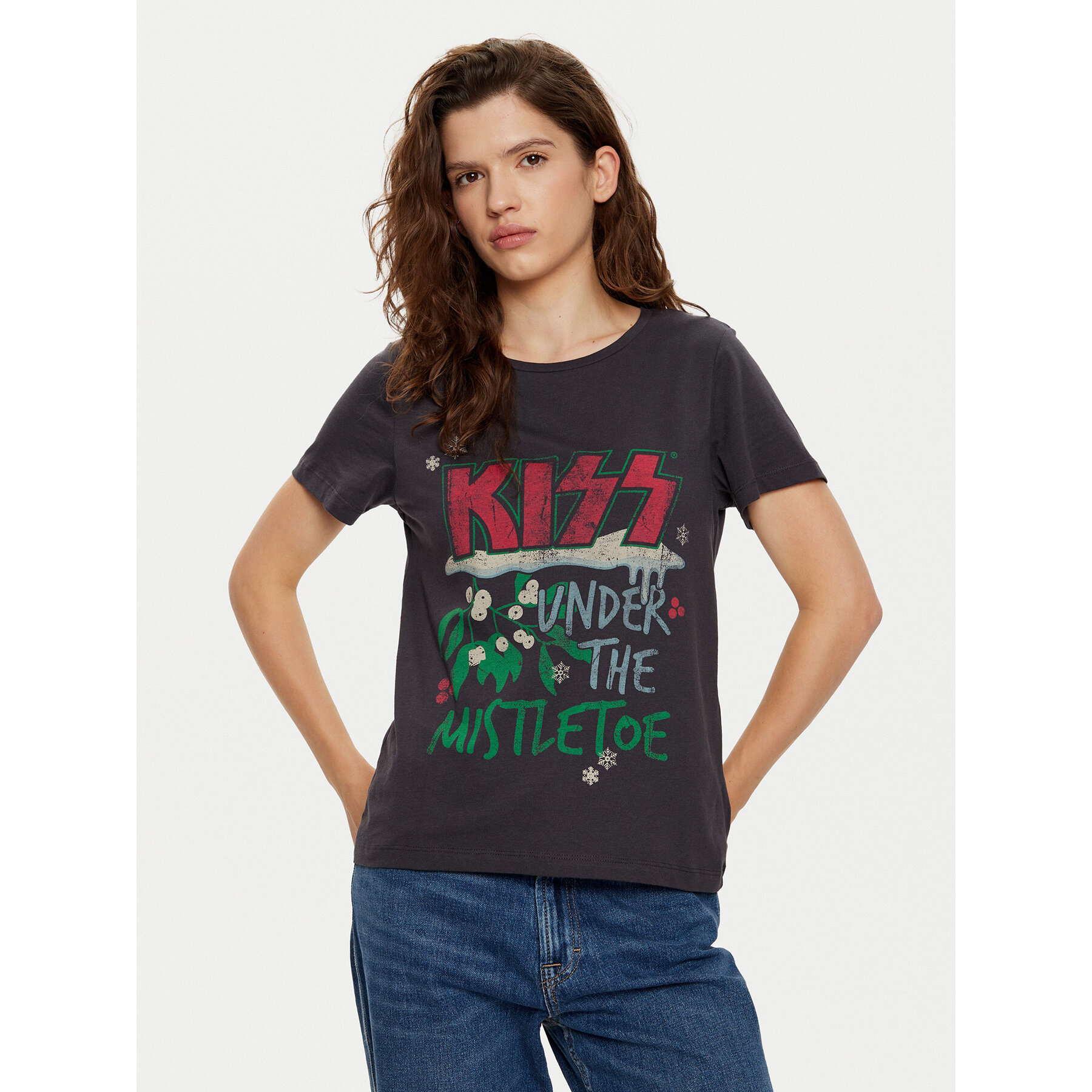 Noisy May T-Shirt Nate 27031641 Γκρι Oversize