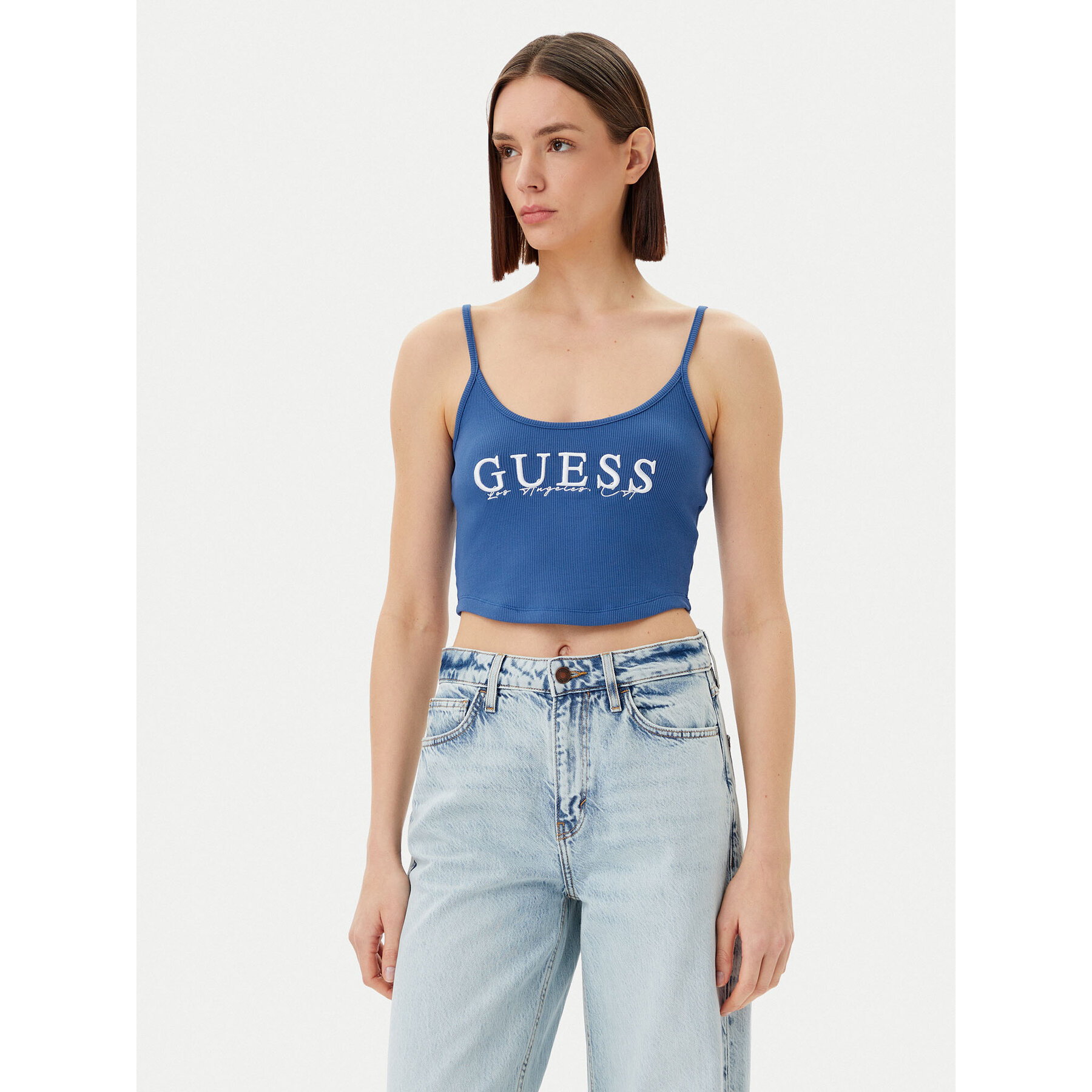 Guess Marškinėliai V5GP16 K8RT2 Mėlyna Regular Fit