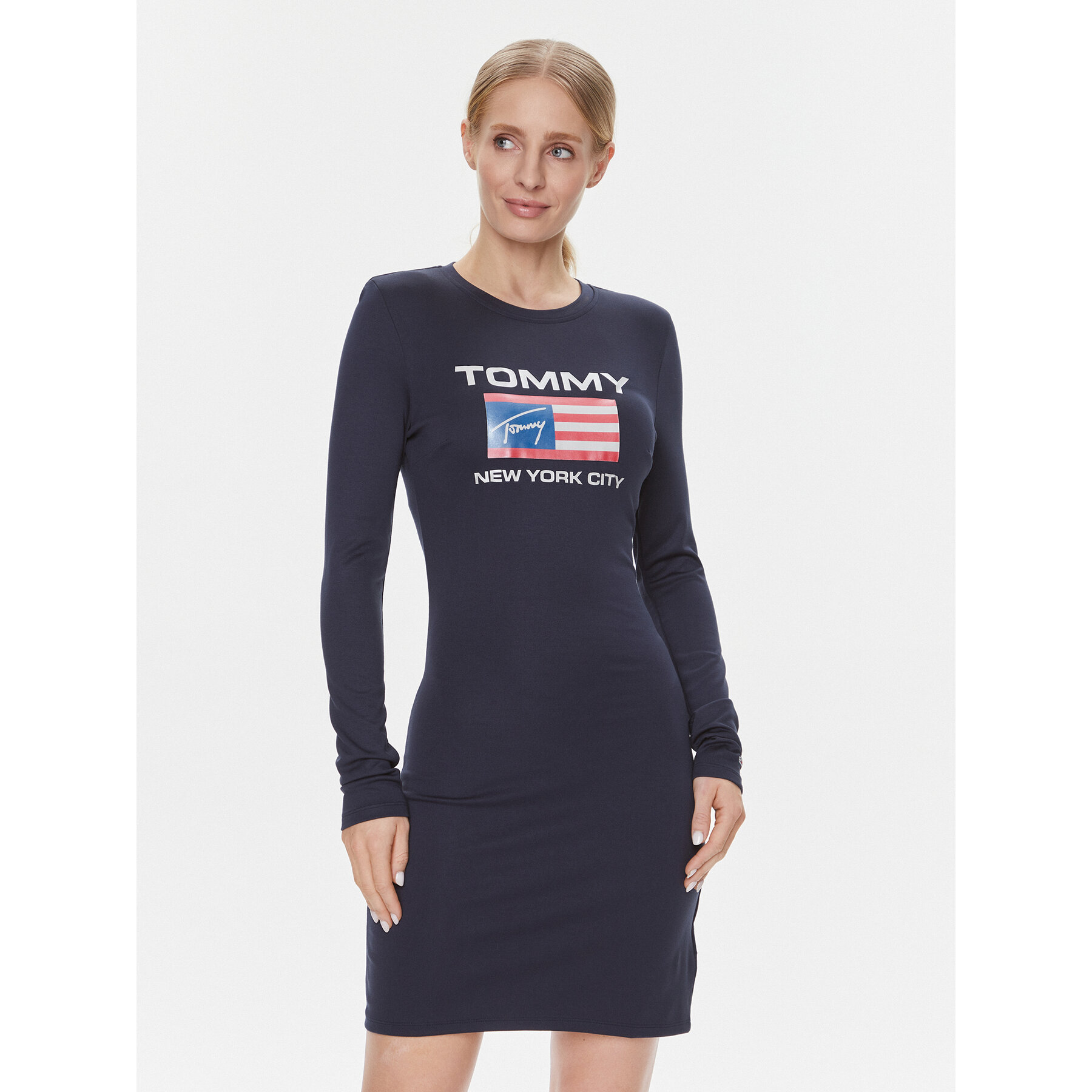 Tommy Jeans Kleid für den Alltag DW0DW15889 Dunkelblau Slim Fit