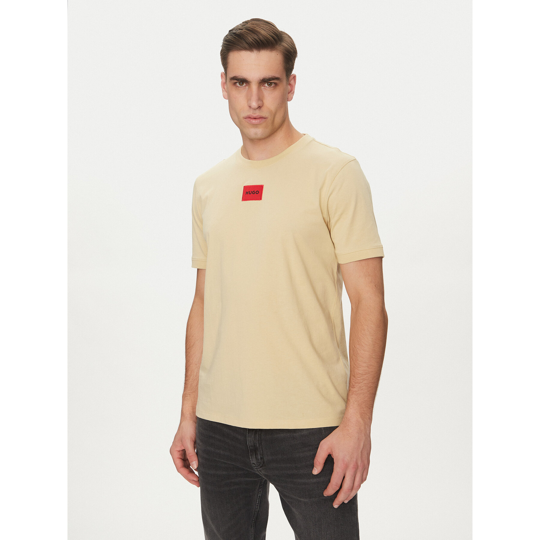 HUGO T-Shirt Diragolino212 50447978 Μπεζ Regular Fit