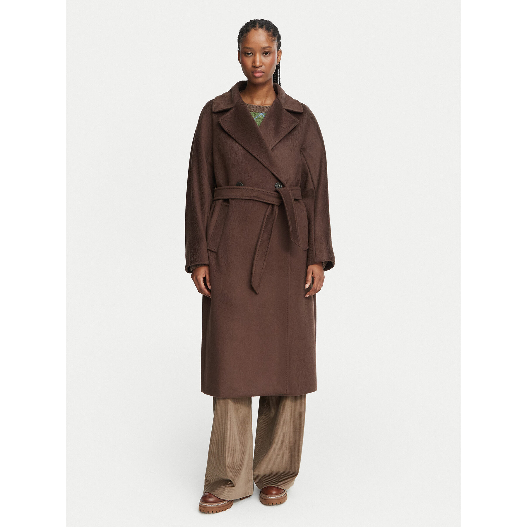 Weekend Max Mara Wollmantel Resina 2625016102 Dunkelbraun Regular Fit