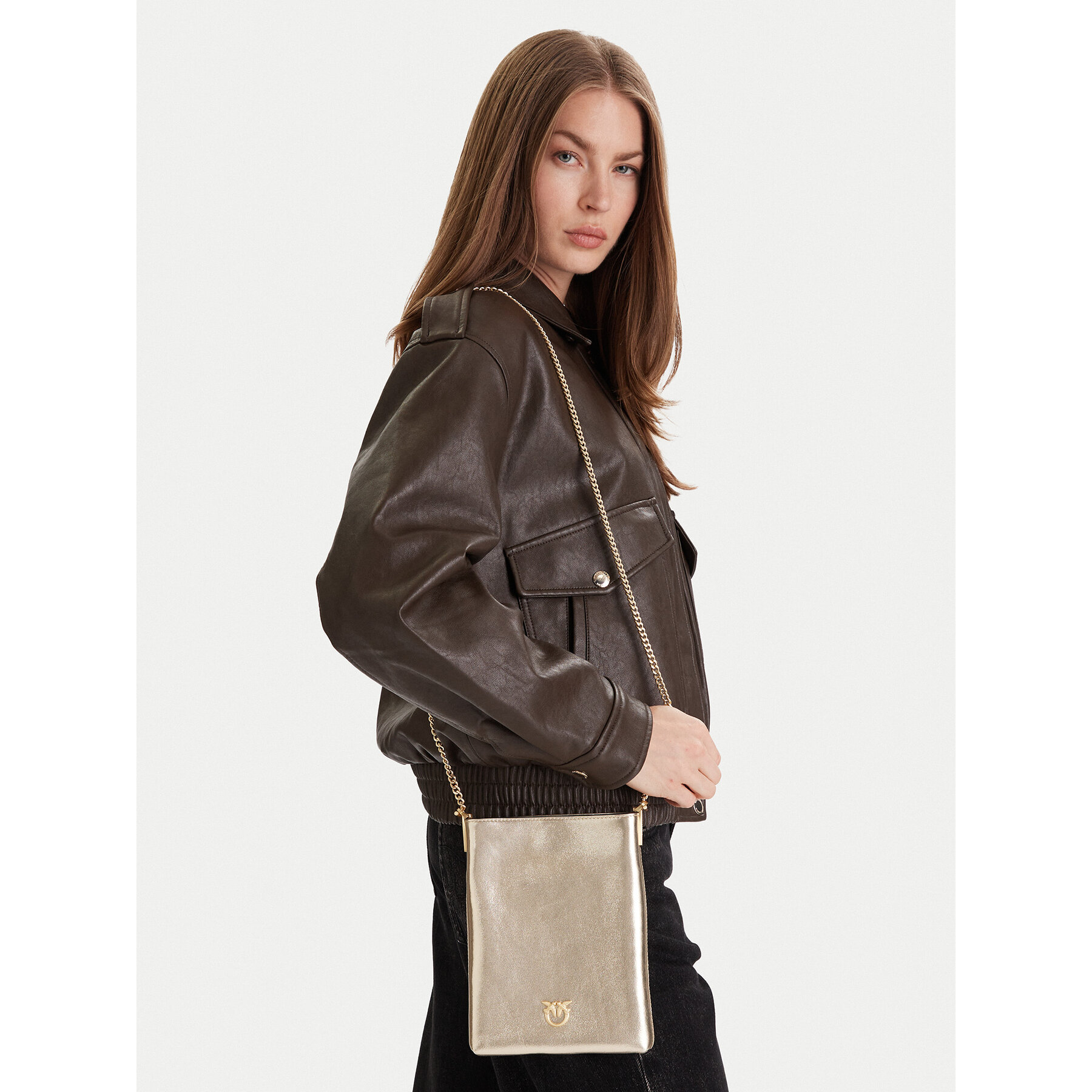 Kabelka PINKO Flat Satchel AI 25-26 PCPL 105352 A2O9 Zlatá