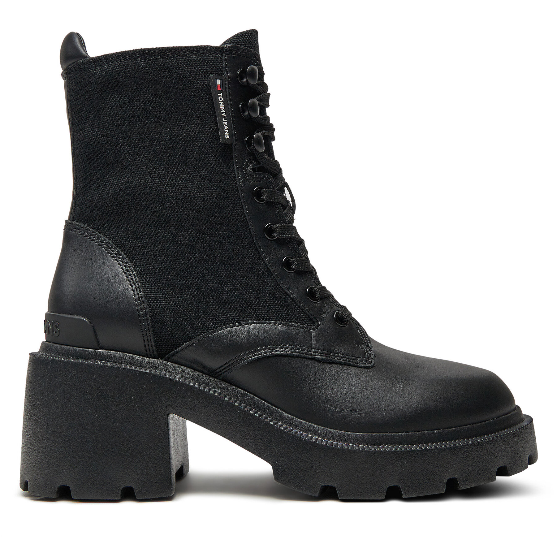 Damskie Botki Tommy Jeans, Rozmiar 40 Czarny Tjw Mid Heel Boot Mix Media EN0EN02556