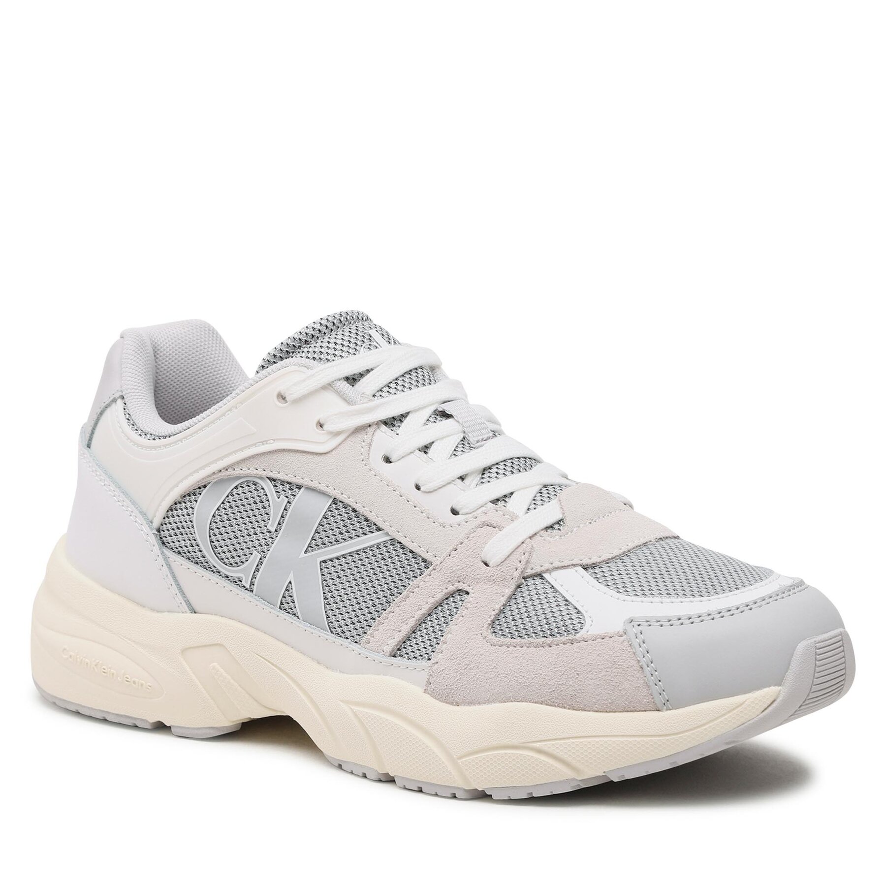 Sneakers Calvin Klein Jeans Retro Tennis Laceup Mix Lth YM0YM00696 Oyster Mushroom PSX Calvin imagine 2022 reducere