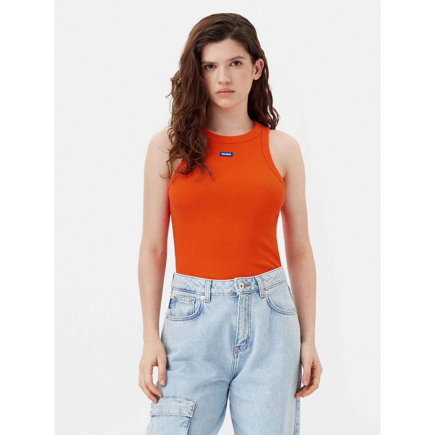 HUGO Top Easy 50508857 Arancione Slim Fit