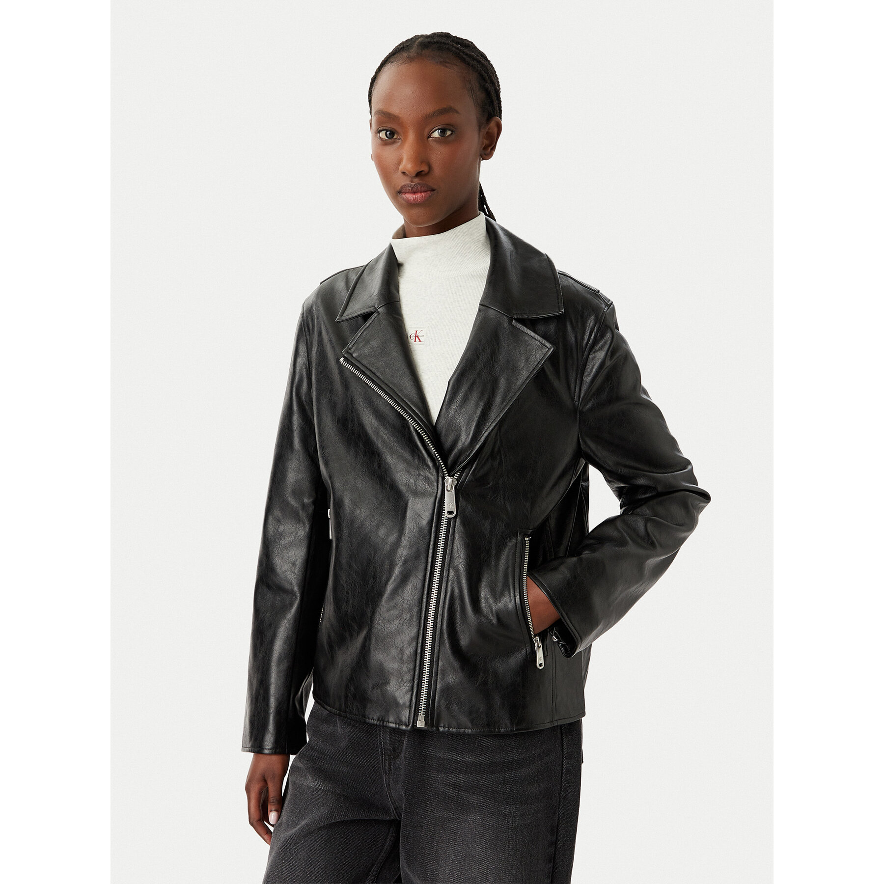 Calvin Klein Jeans Jacke aus Kunstleder LV047G515G Schwarz Relaxed Fit